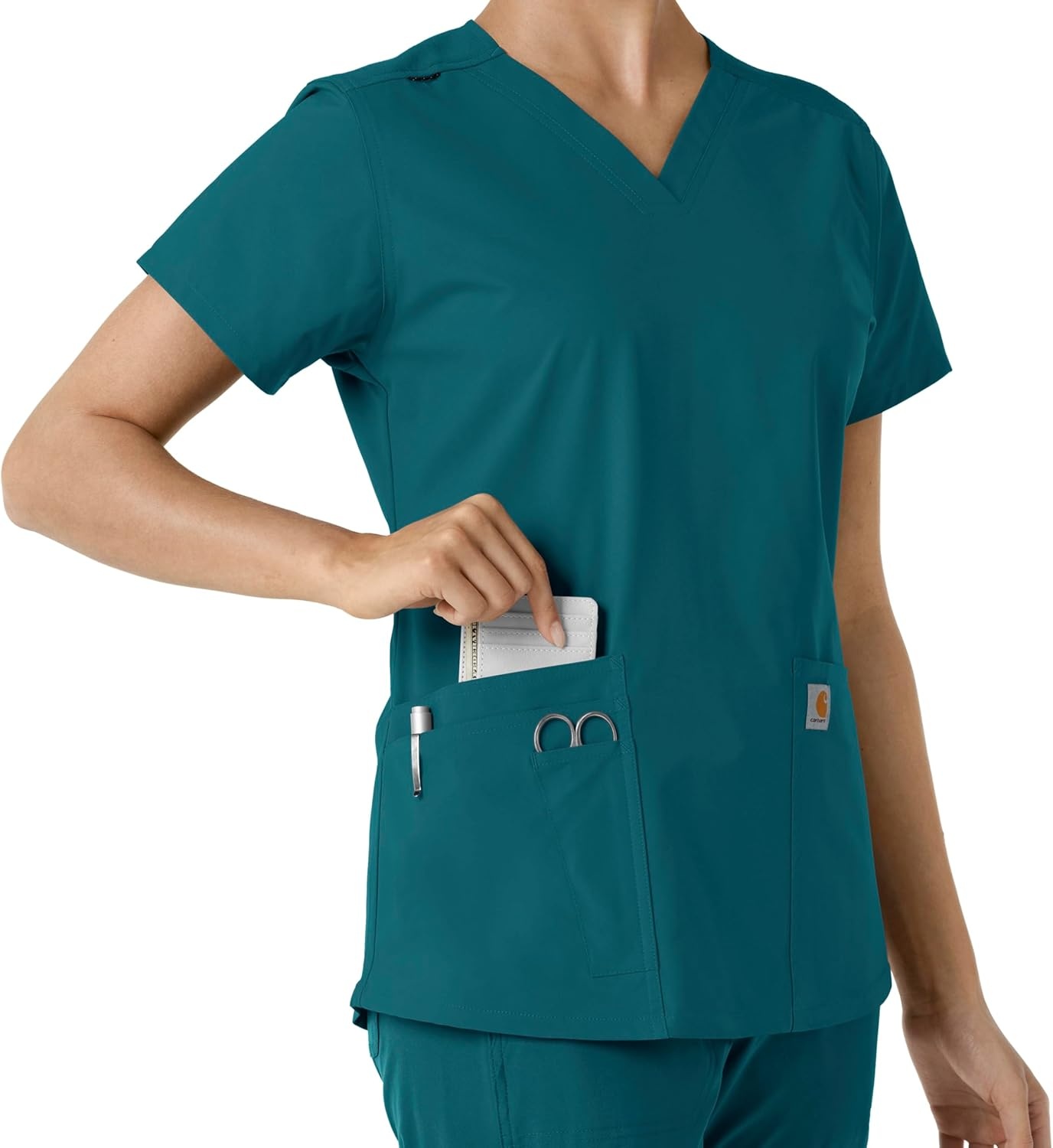 image:imageCarhartt Force Essentials Unisex VNeck 6Pocket Scrub TopCaribbean