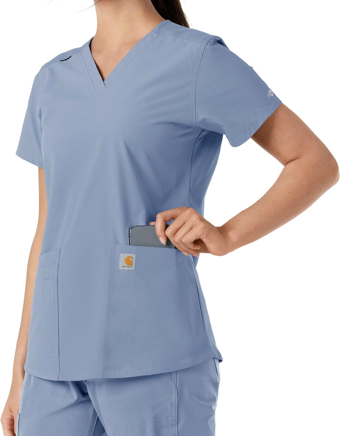 image:imageCarhartt Force Essentials Unisex VNeck 6Pocket Scrub TopCeil Blue
