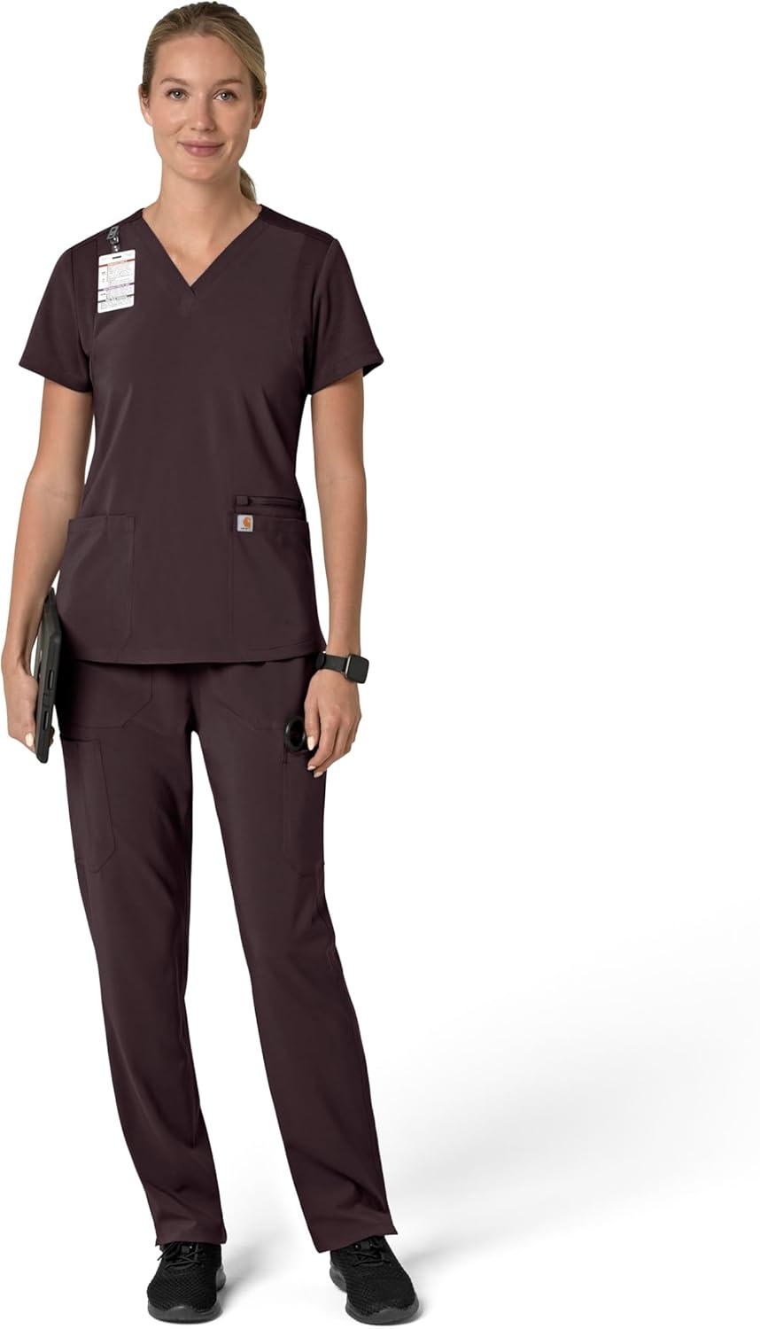image:imageCarhartt Force Essentials Unisex VNeck 6Pocket Scrub TopDark Sepia