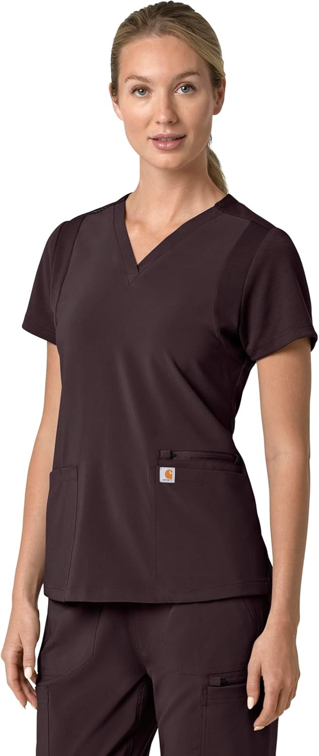 image:imageCarhartt Force Essentials Unisex VNeck 6Pocket Scrub TopDark Sepia