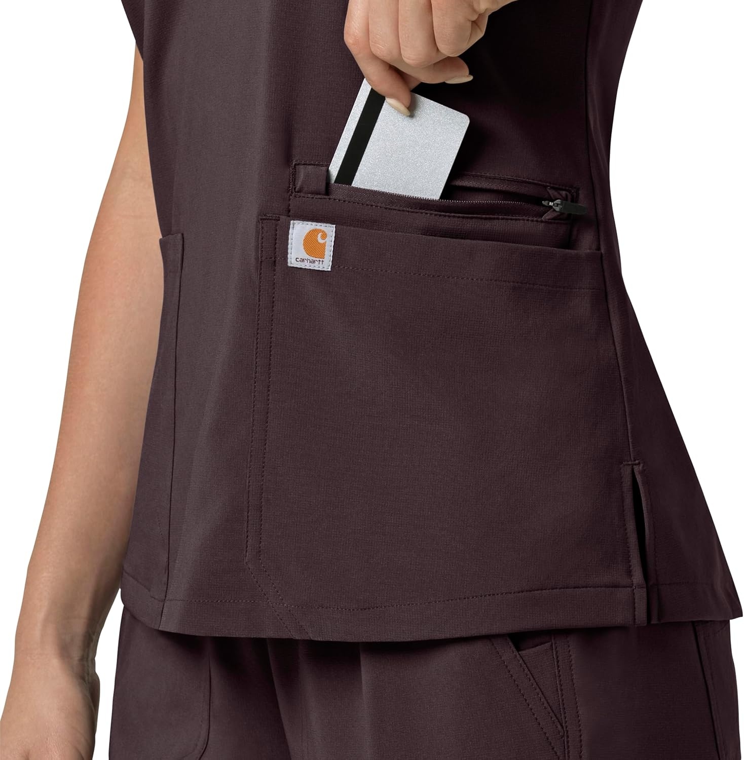 image:imageCarhartt Force Essentials Unisex VNeck 6Pocket Scrub TopDark Sepia