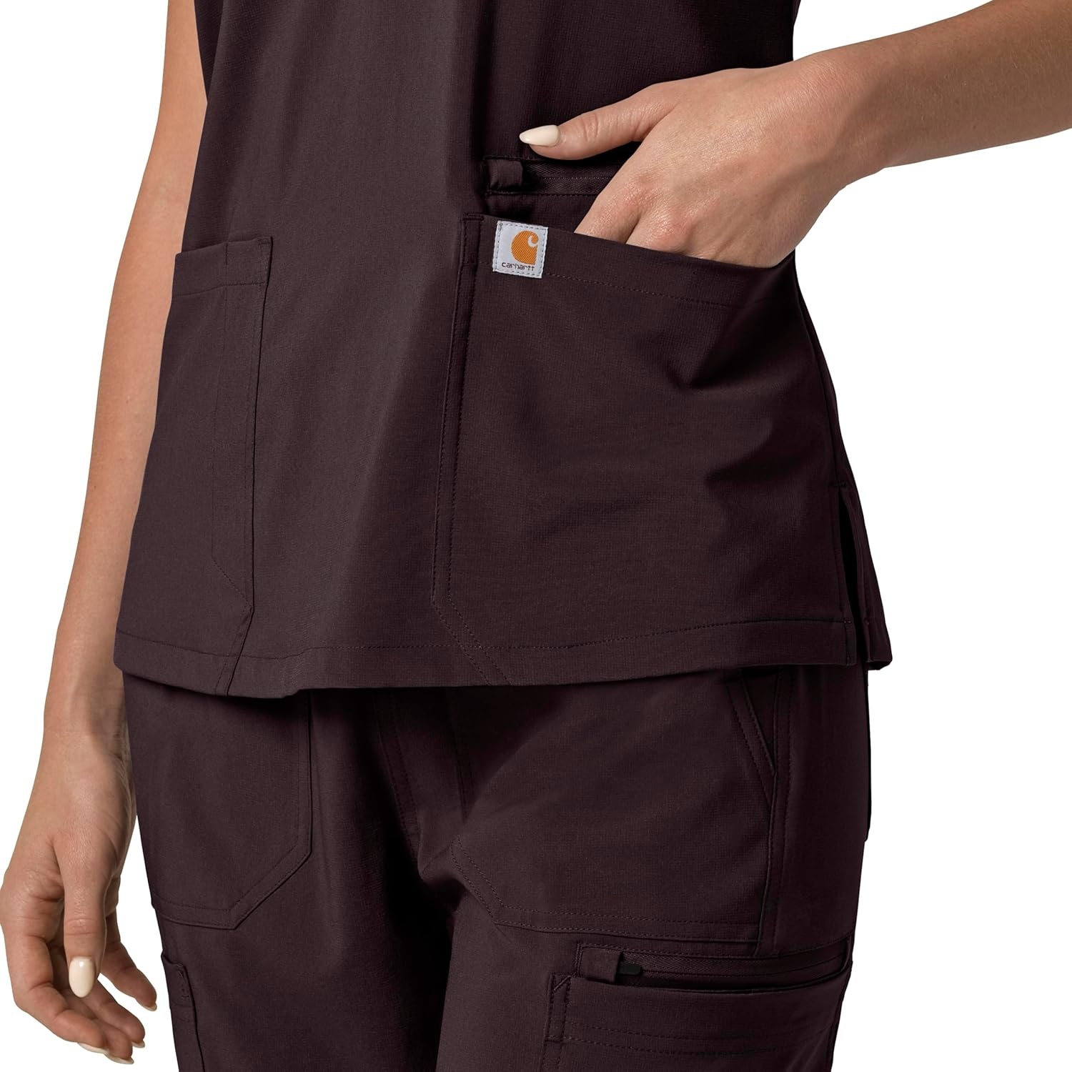 image:imageCarhartt Force Essentials Unisex VNeck 6Pocket Scrub TopDark Sepia