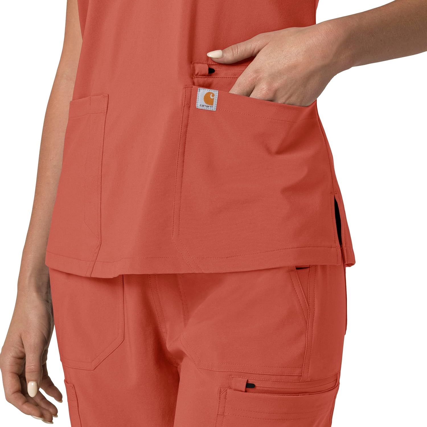 image:imageCarhartt Force Essentials Unisex VNeck 6Pocket Scrub TopDusty Cedar