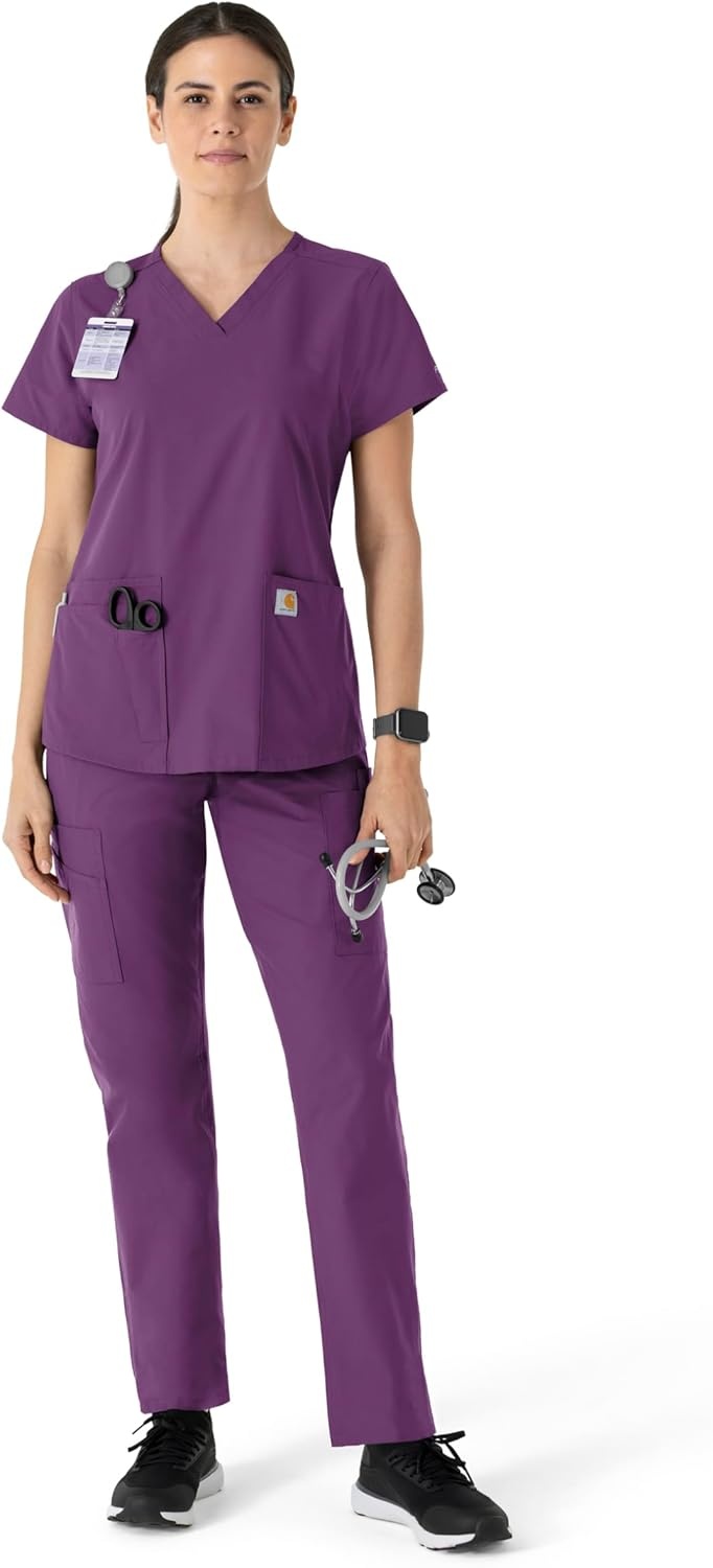 image:imageCarhartt Force Essentials Unisex VNeck 6Pocket Scrub TopEggplant
