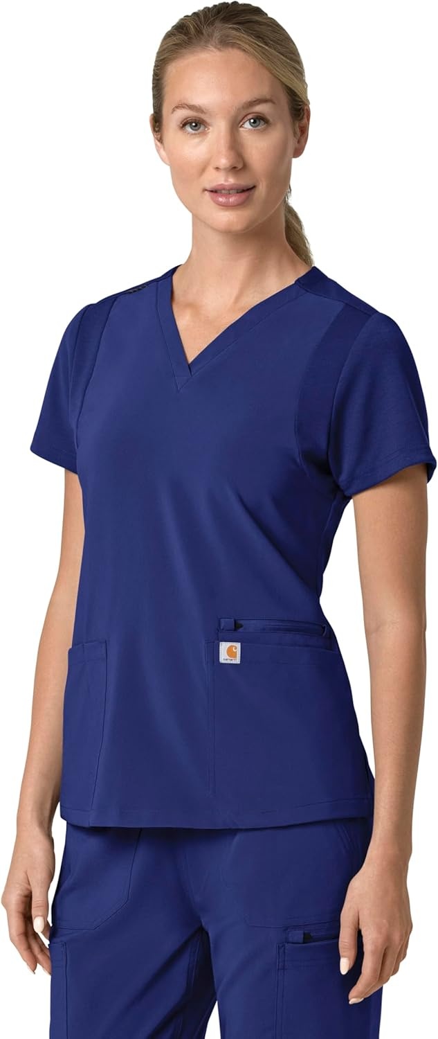 image:imageCarhartt Force Essentials Unisex VNeck 6Pocket Scrub TopGalaxy Blue
