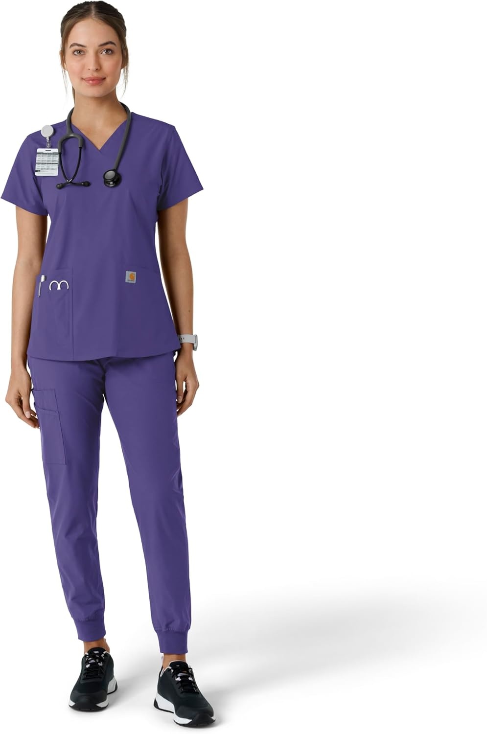 image:imageCarhartt Force Essentials Unisex VNeck 6Pocket Scrub TopGrape