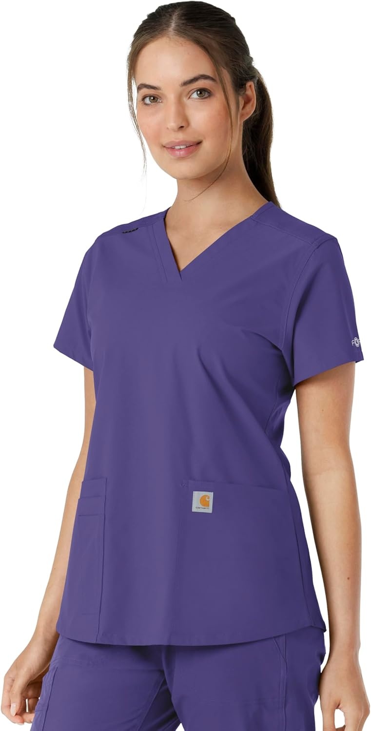 image:imageCarhartt Force Essentials Unisex VNeck 6Pocket Scrub TopGrape