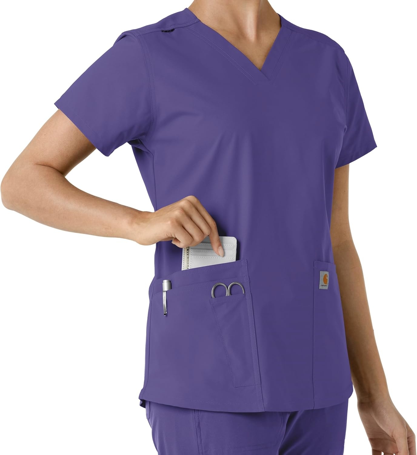image:imageCarhartt Force Essentials Unisex VNeck 6Pocket Scrub TopGrape