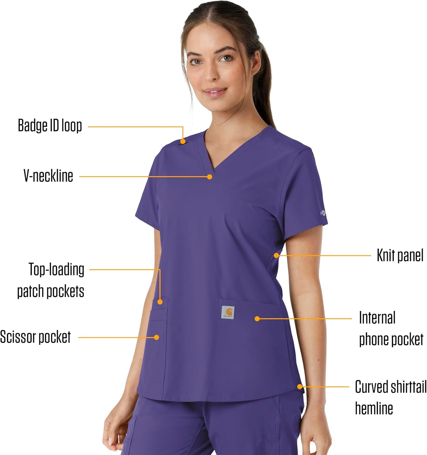 image:imageCarhartt Force Essentials Unisex VNeck 6Pocket Scrub TopGrape
