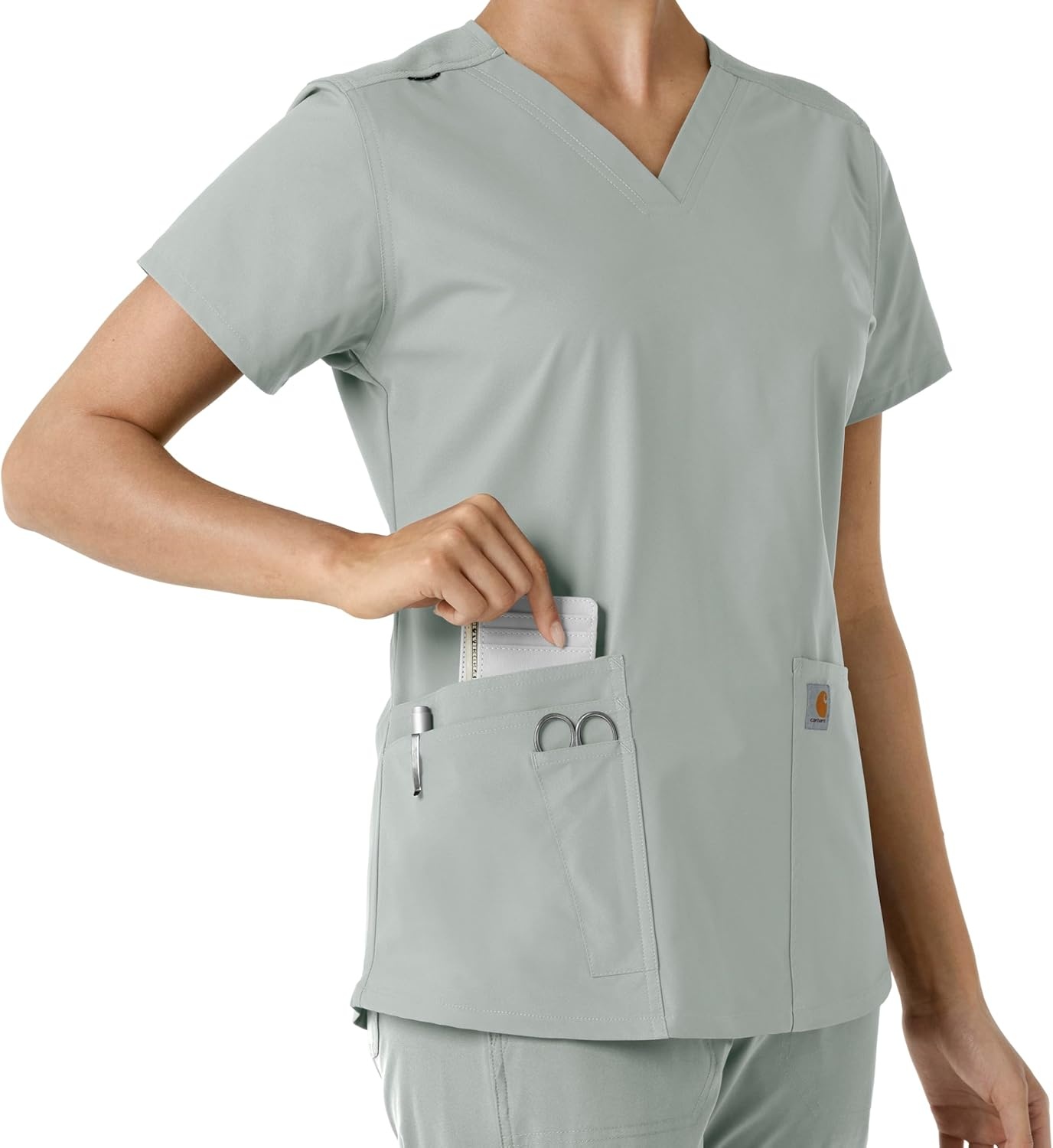 image:imageCarhartt Force Essentials Unisex VNeck 6Pocket Scrub TopGrey