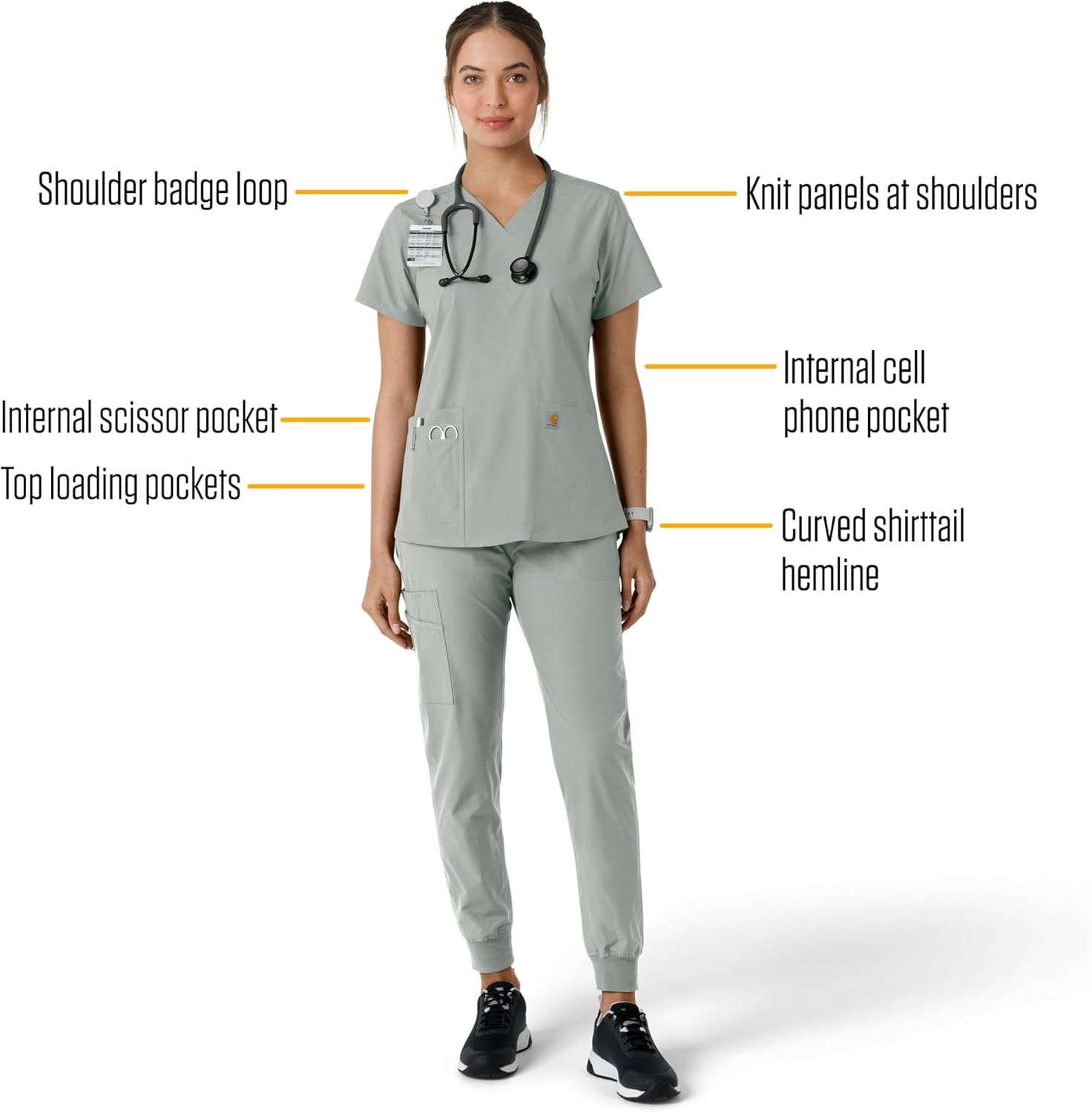 image:imageCarhartt Force Essentials Unisex VNeck 6Pocket Scrub TopGrey