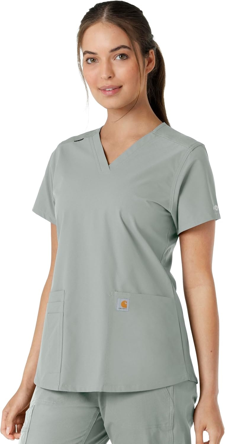 image:imageCarhartt Force Essentials Unisex VNeck 6Pocket Scrub TopGrey