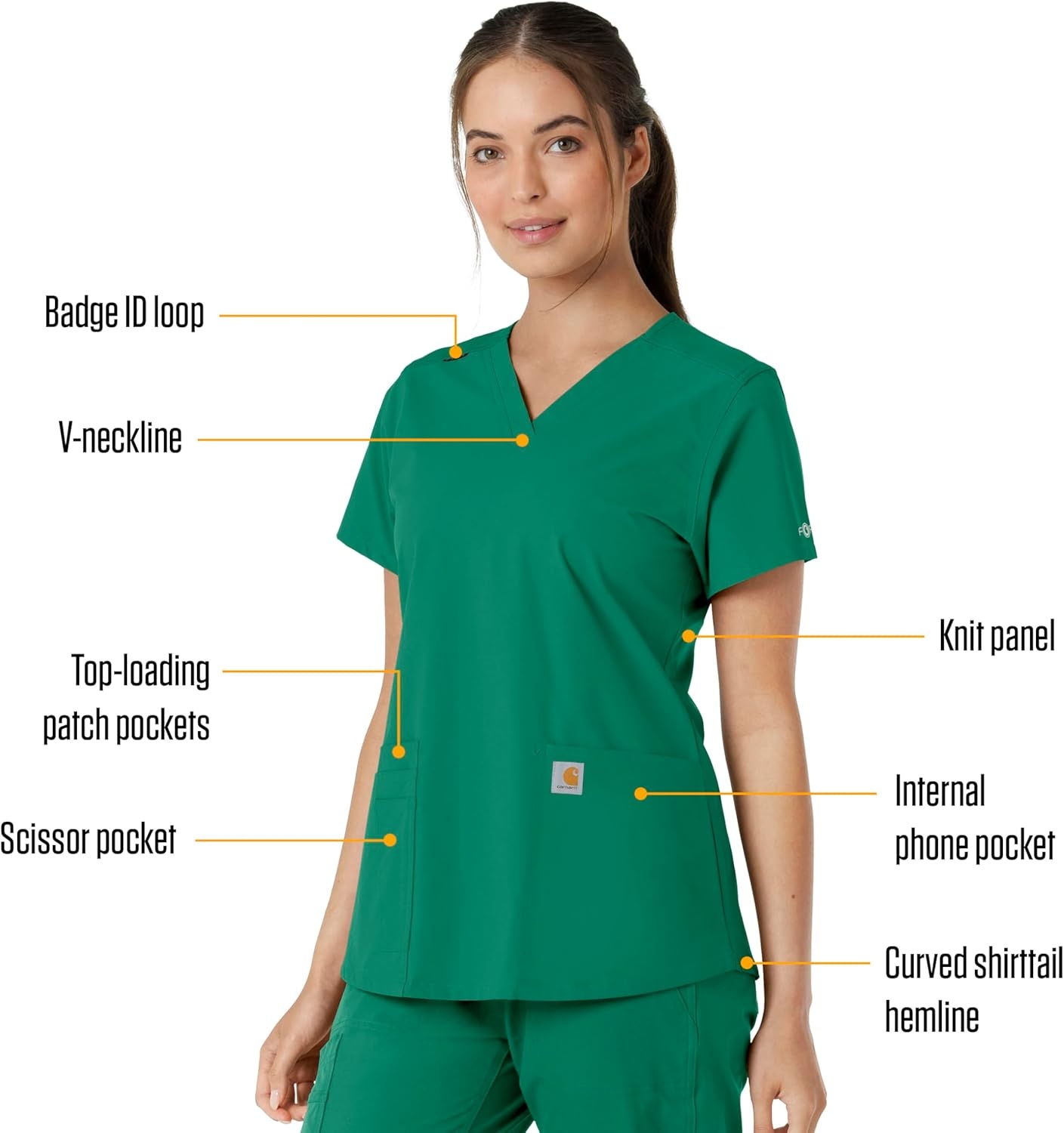 image:imageCarhartt Force Essentials Unisex VNeck 6Pocket Scrub TopHunter