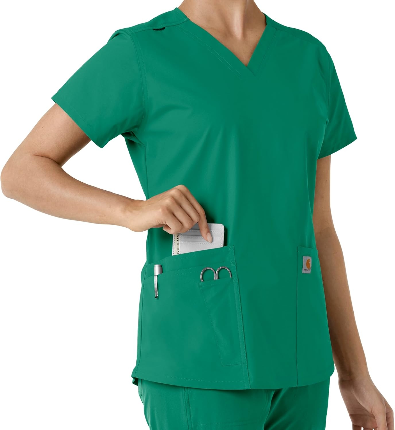 image:imageCarhartt Force Essentials Unisex VNeck 6Pocket Scrub TopHunter