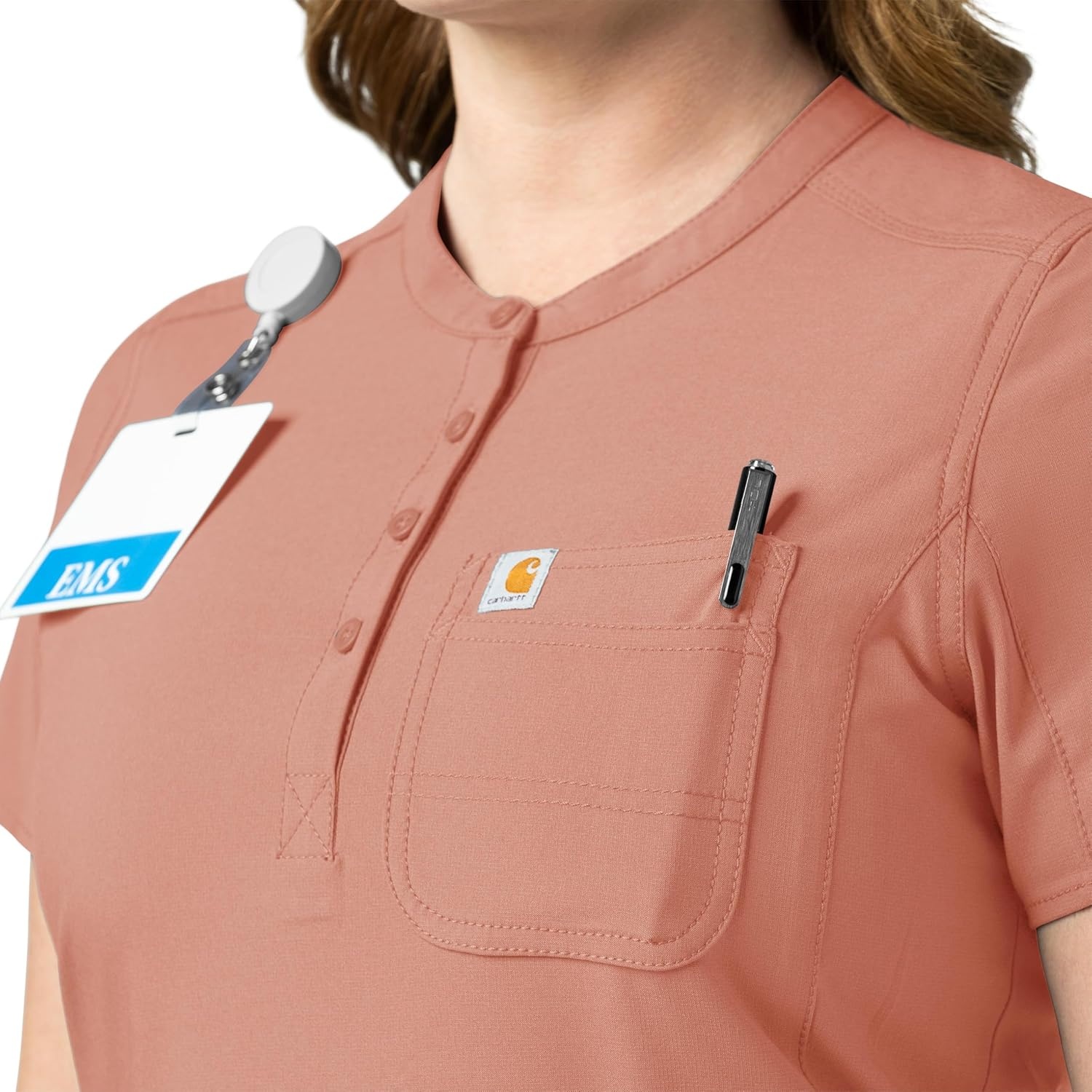 image:imageCarhartt Force Essentials Unisex VNeck 6Pocket Scrub TopMauve