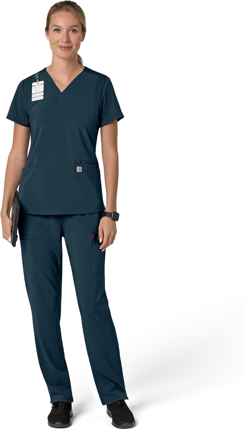 image:imageCarhartt Force Essentials Unisex VNeck 6Pocket Scrub TopNavy