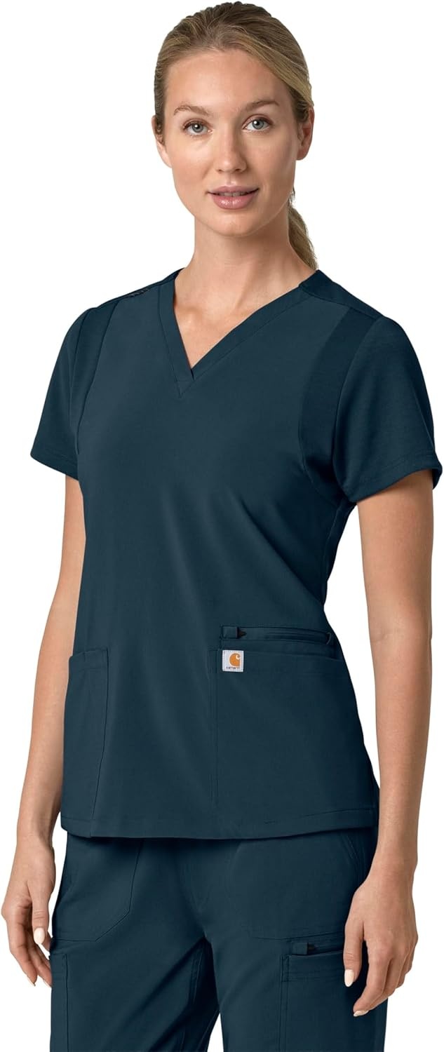 image:imageCarhartt Force Essentials Unisex VNeck 6Pocket Scrub TopNavy
