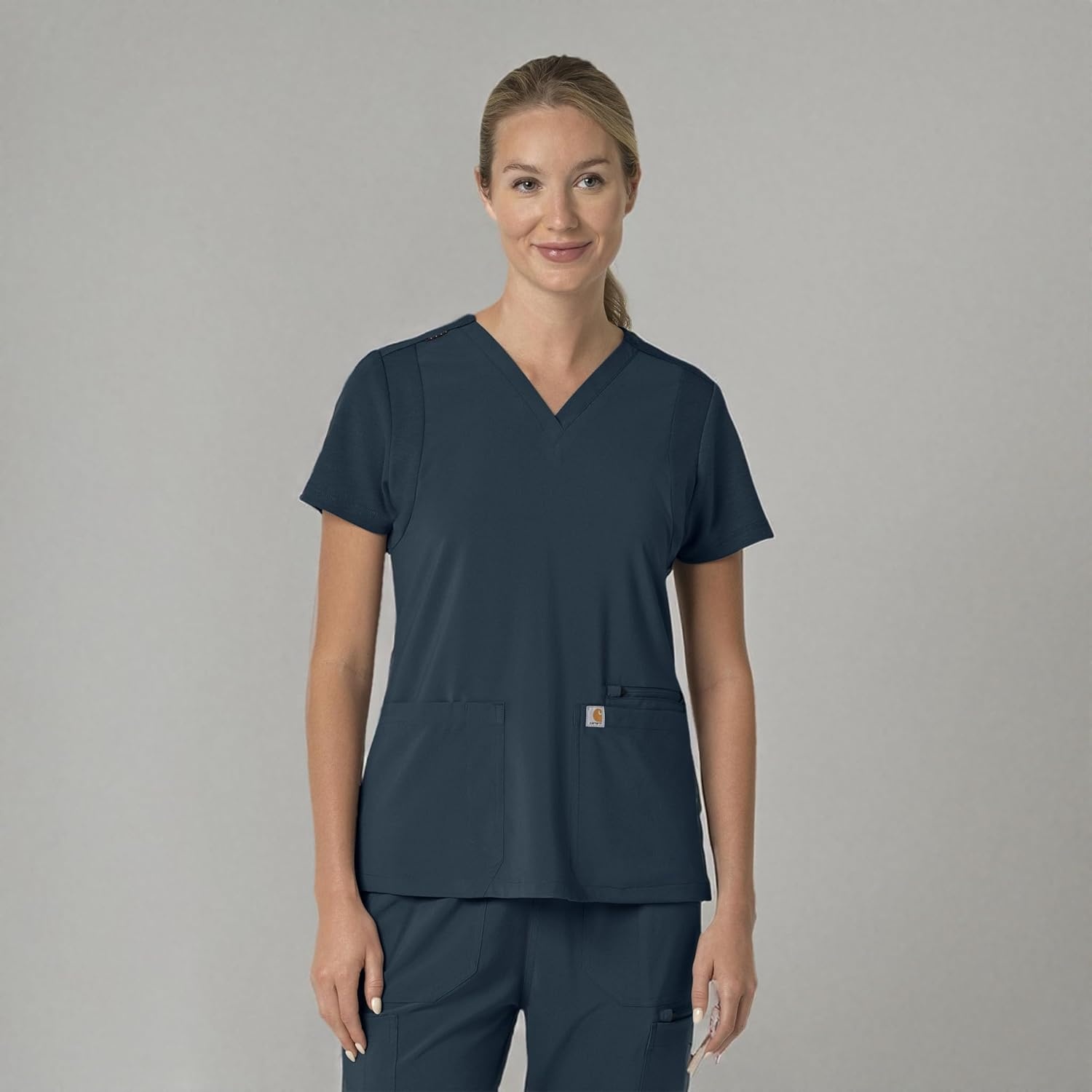 image:imageCarhartt Force Essentials Unisex VNeck 6Pocket Scrub TopNavy