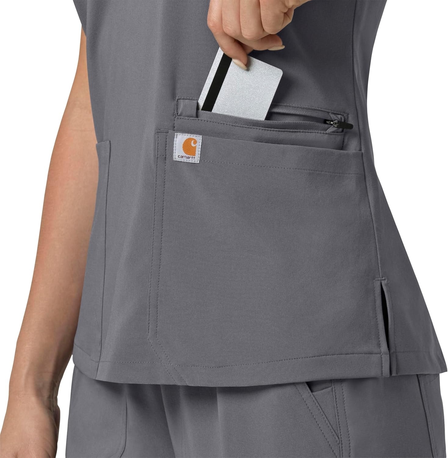image:imageCarhartt Force Essentials Unisex VNeck 6Pocket Scrub TopPewter