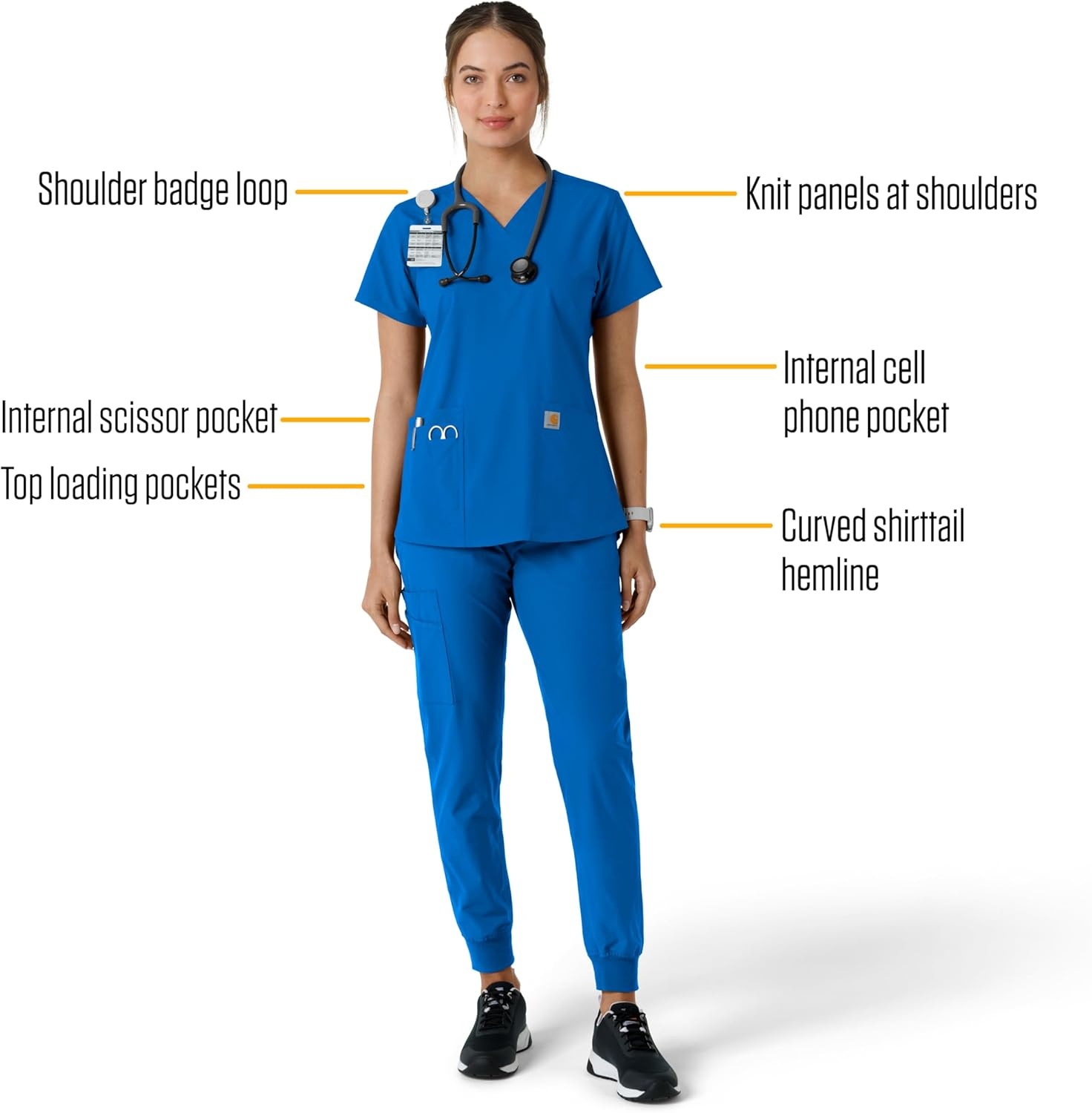 image:imageCarhartt Force Essentials Unisex VNeck 6Pocket Scrub TopRoyal