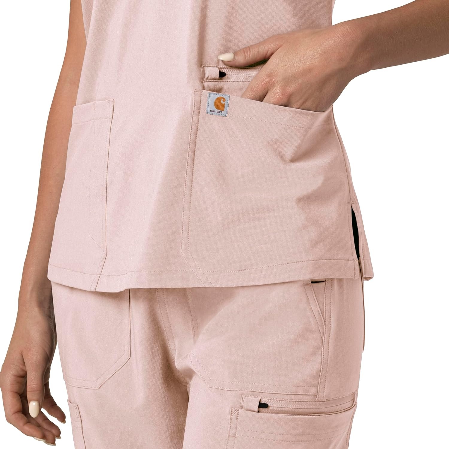 image:imageCarhartt Force Essentials Unisex VNeck 6Pocket Scrub TopSoft Rose