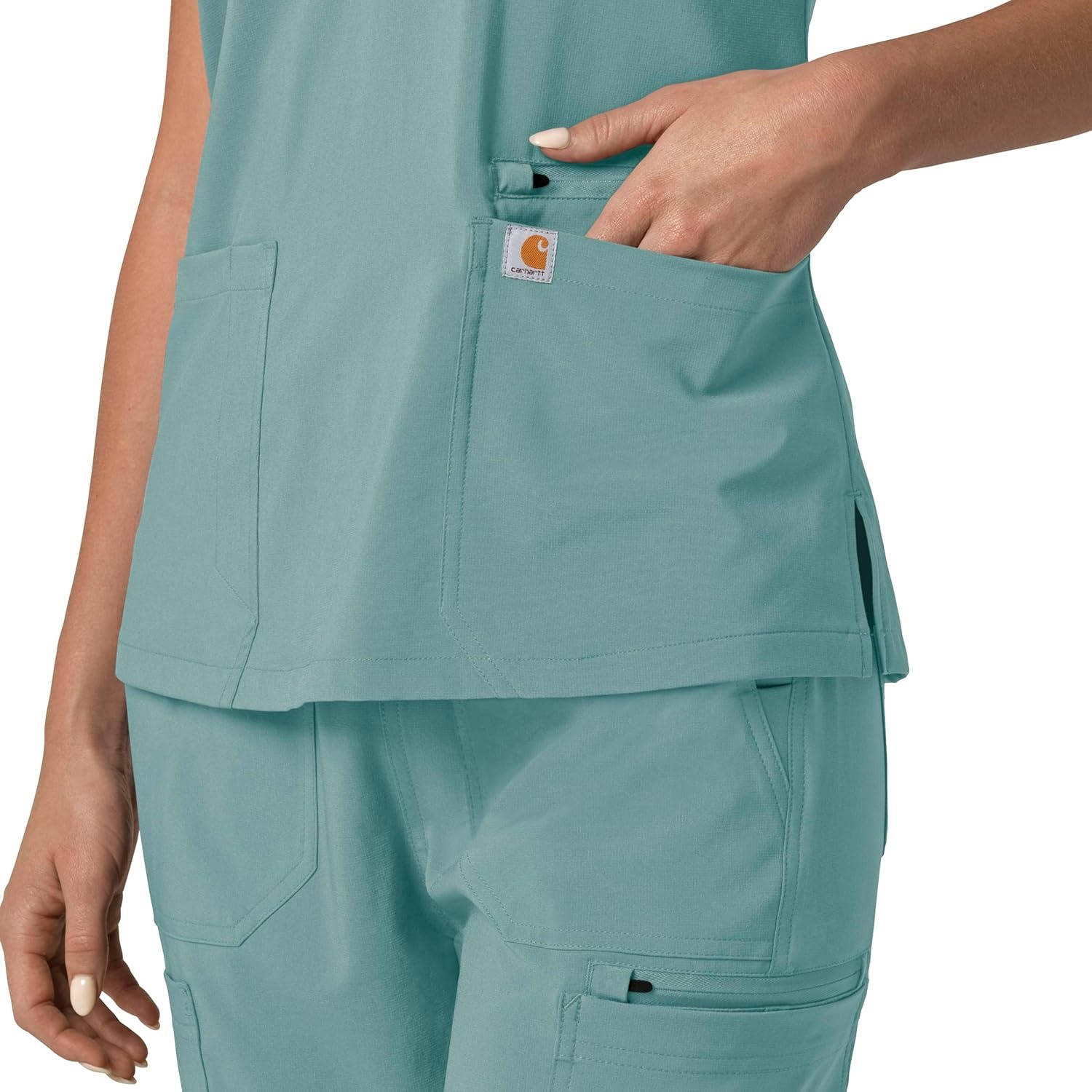 image:imageCarhartt Force Essentials Unisex VNeck 6Pocket Scrub TopSummer Blue
