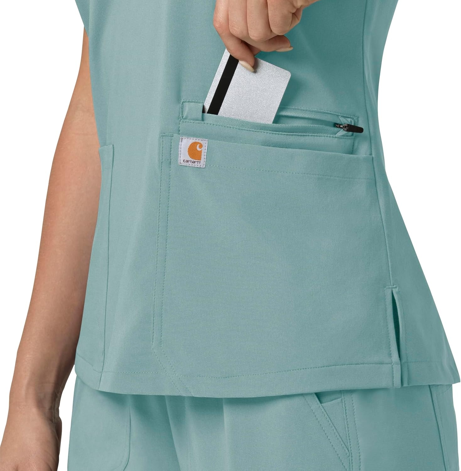 image:imageCarhartt Force Essentials Unisex VNeck 6Pocket Scrub TopSummer Blue