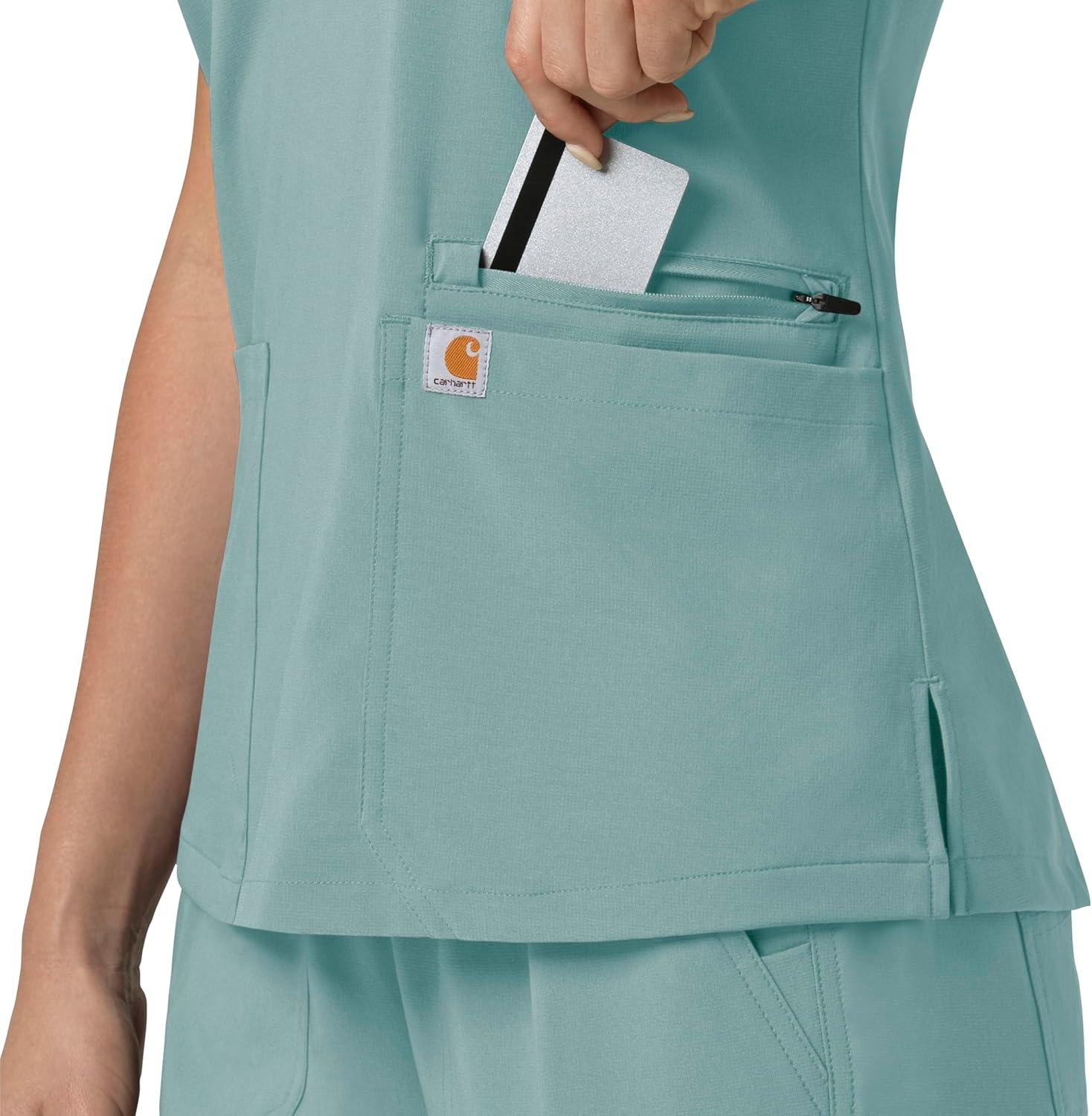 image:imageCarhartt Force Essentials Unisex VNeck 6Pocket Scrub TopSummer Blue