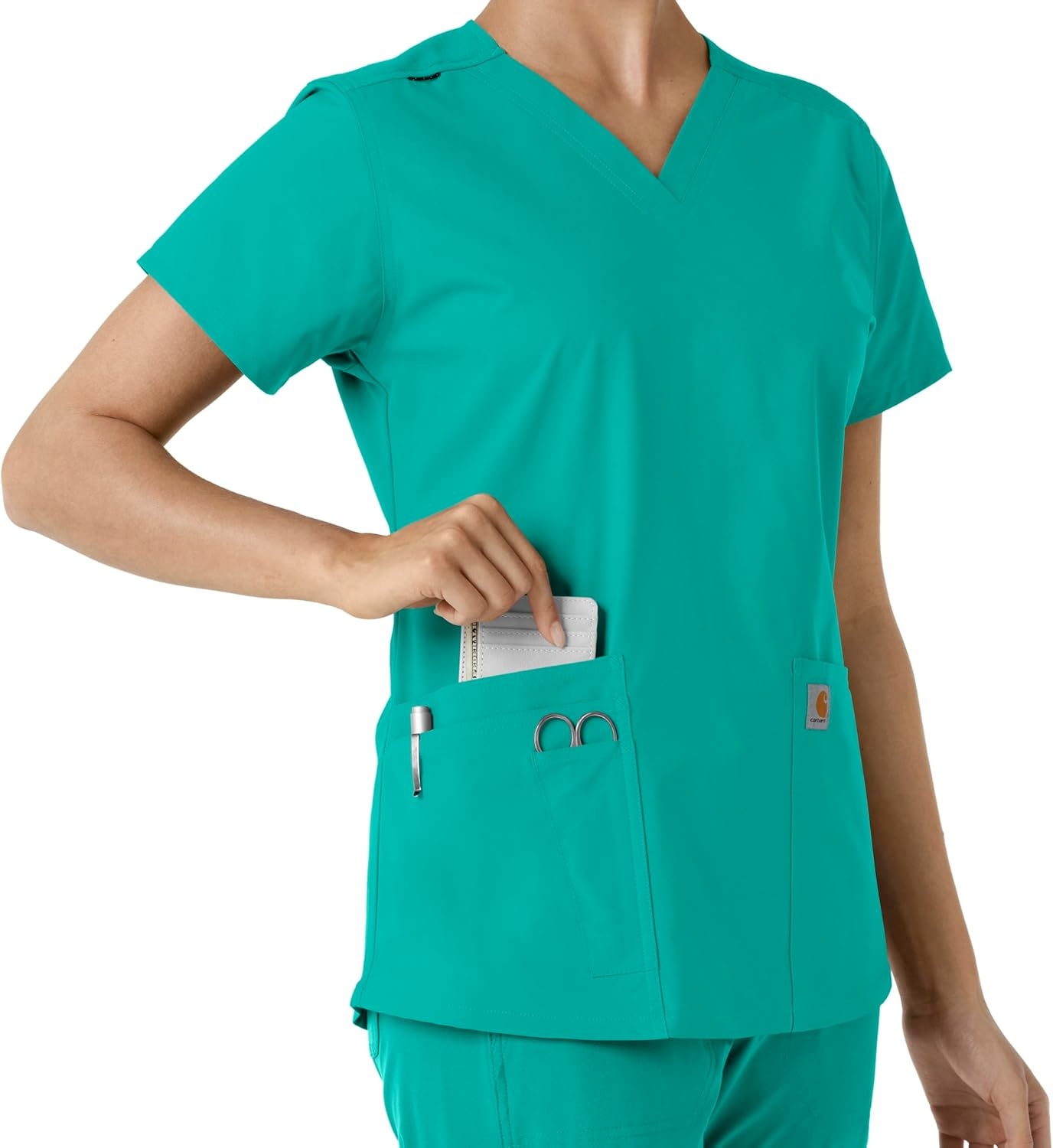 image:imageCarhartt Force Essentials Unisex VNeck 6Pocket Scrub TopTeal
