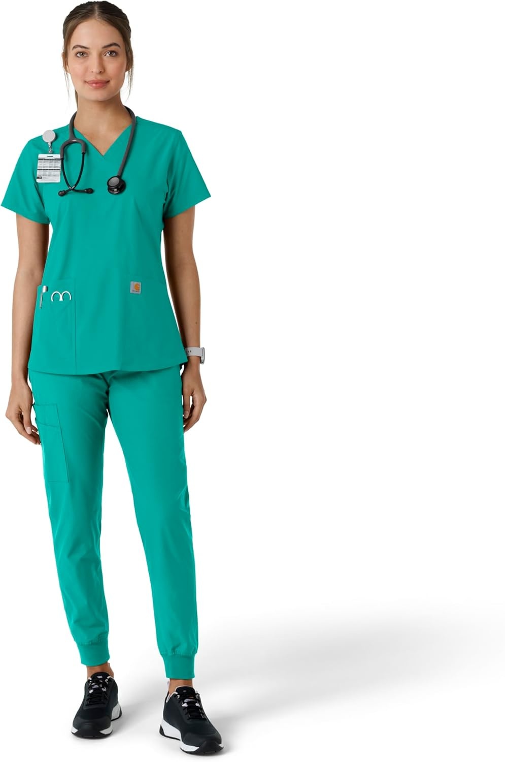 image:imageCarhartt Force Essentials Unisex VNeck 6Pocket Scrub TopTeal