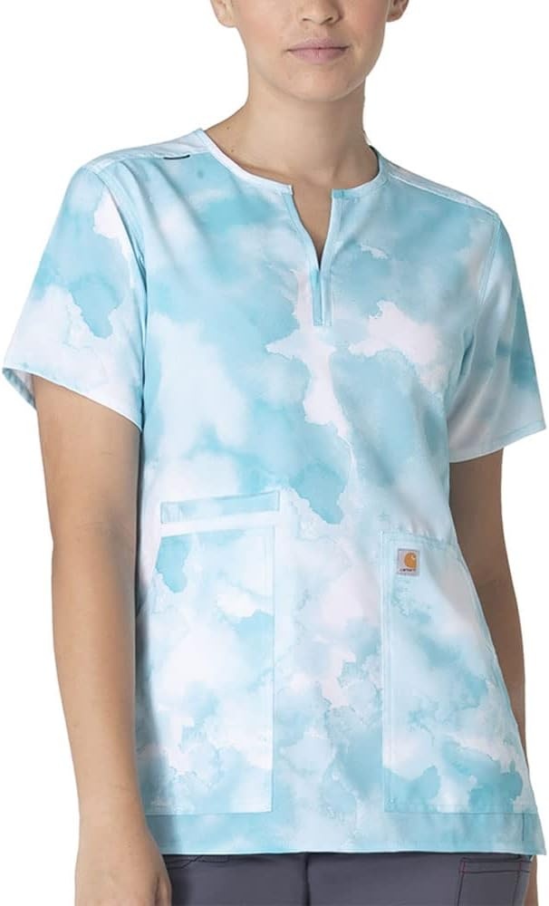 image:imageCarhartt Force Essentials Unisex VNeck 6Pocket Scrub TopWatercolor Sea