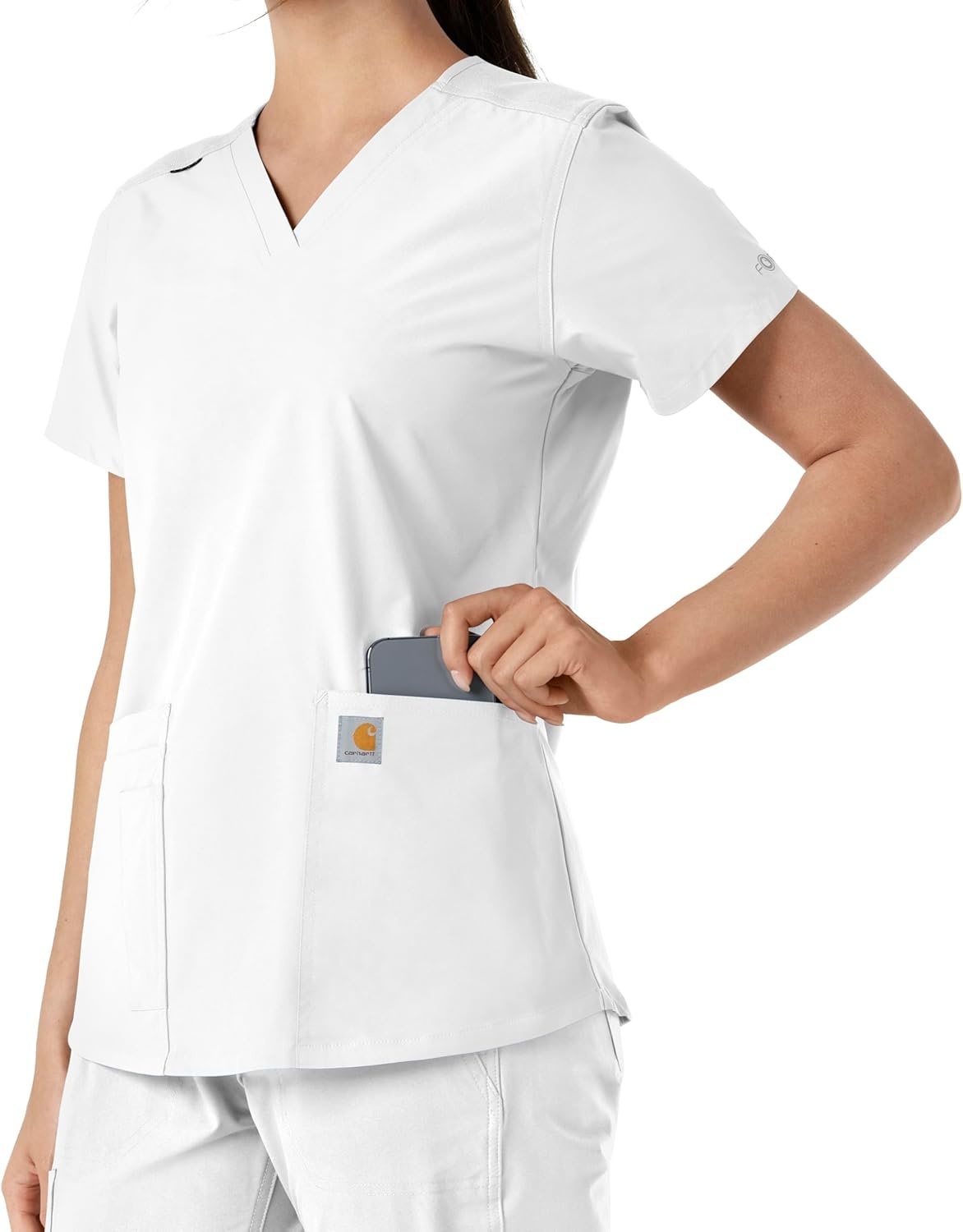 image:imageCarhartt Force Essentials Unisex VNeck 6Pocket Scrub TopWhite