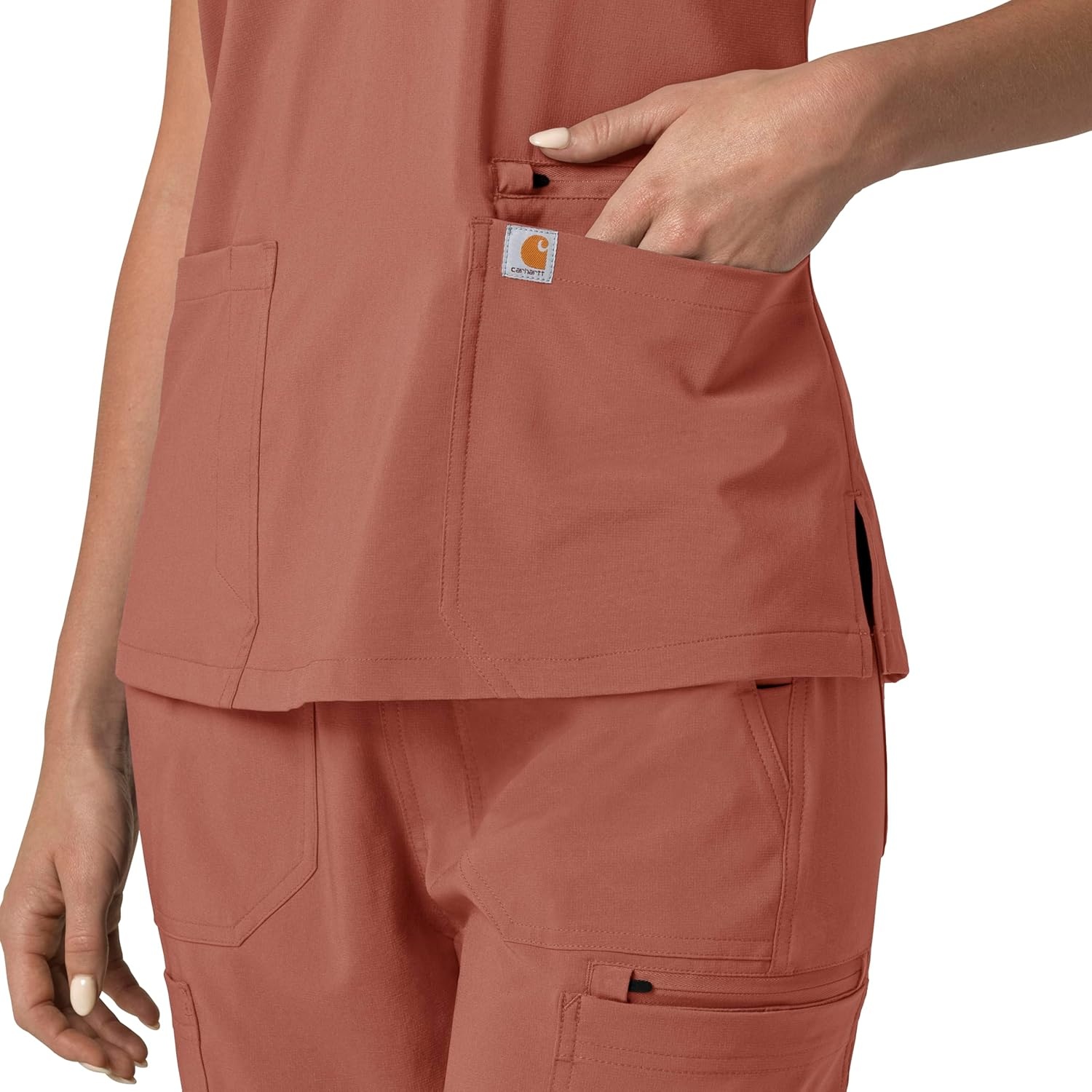 image:imageCarhartt Force Essentials Unisex VNeck 6Pocket Scrub TopWildrose