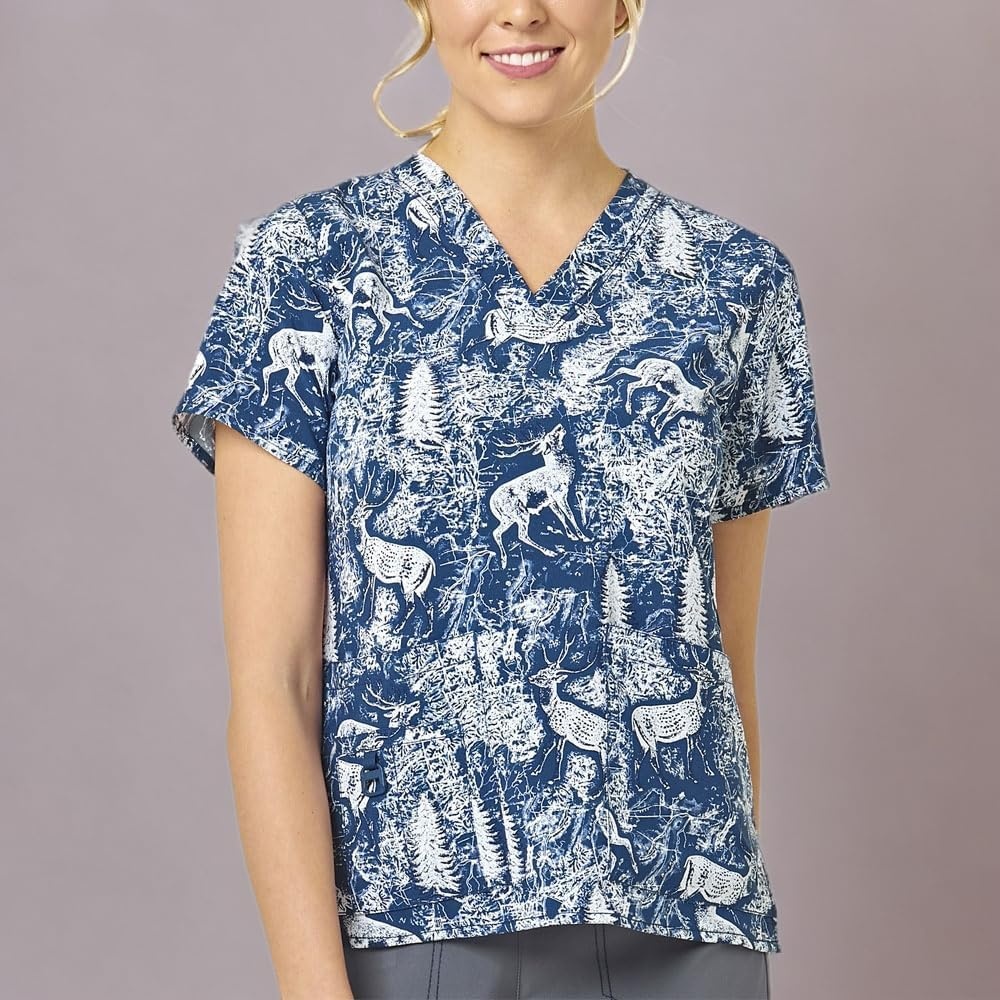 image:imageCarhartt Force Essentials Unisex VNeck 6Pocket Scrub TopWinter Woodland