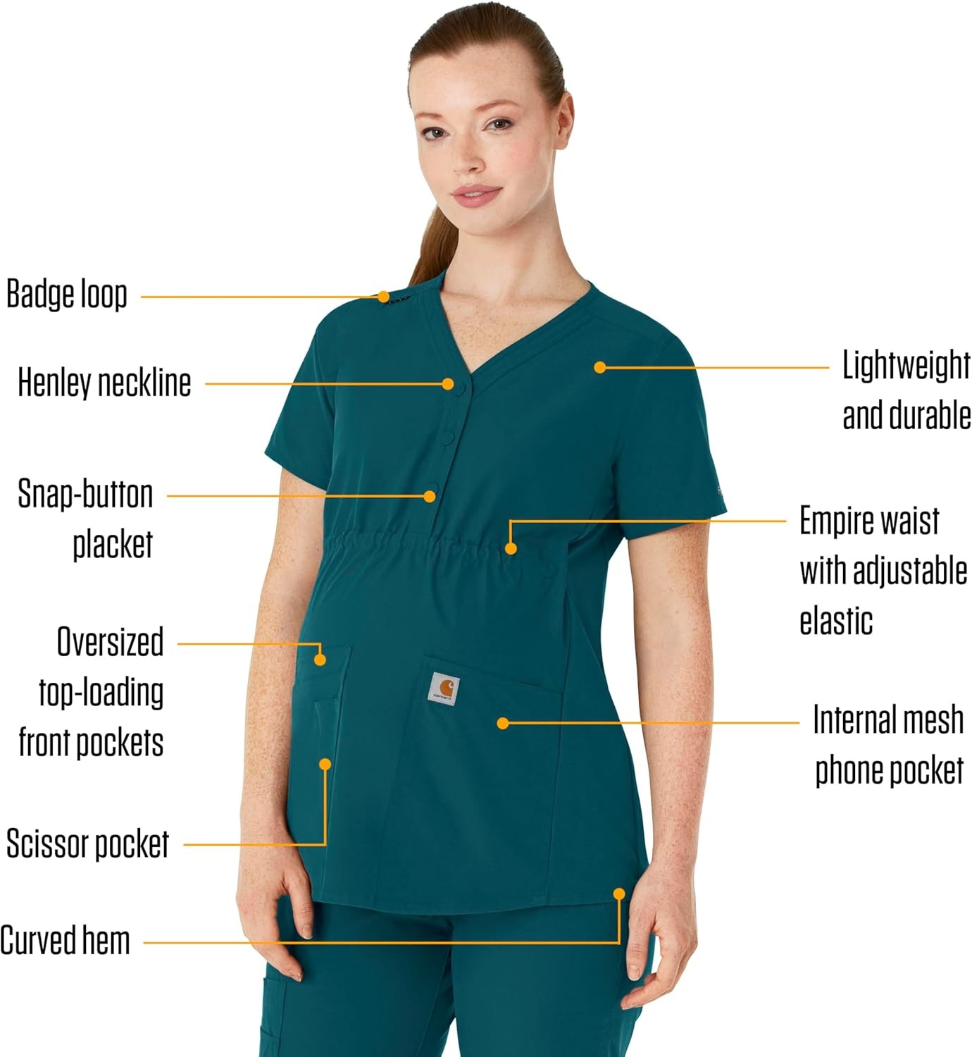 image:imageCarhartt Force Essentials Womens Henley Maternity Scrub TopCaribbean