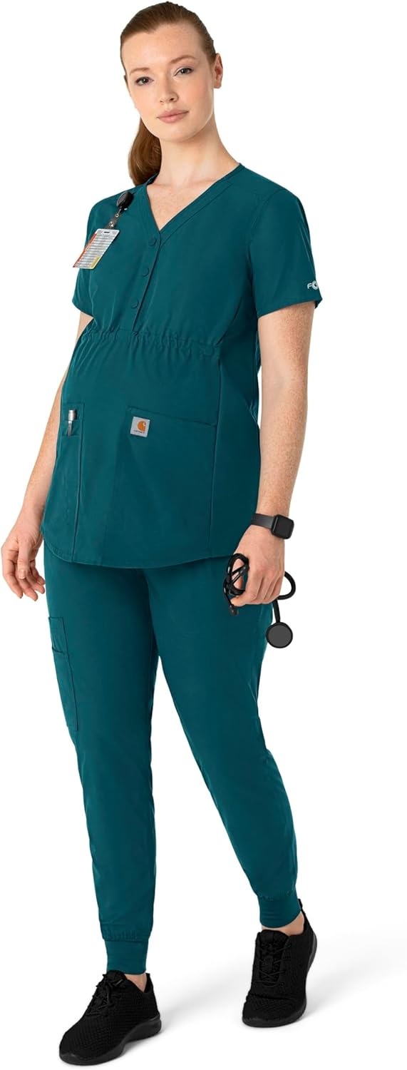 image:imageCarhartt Force Essentials Womens Henley Maternity Scrub TopCaribbean