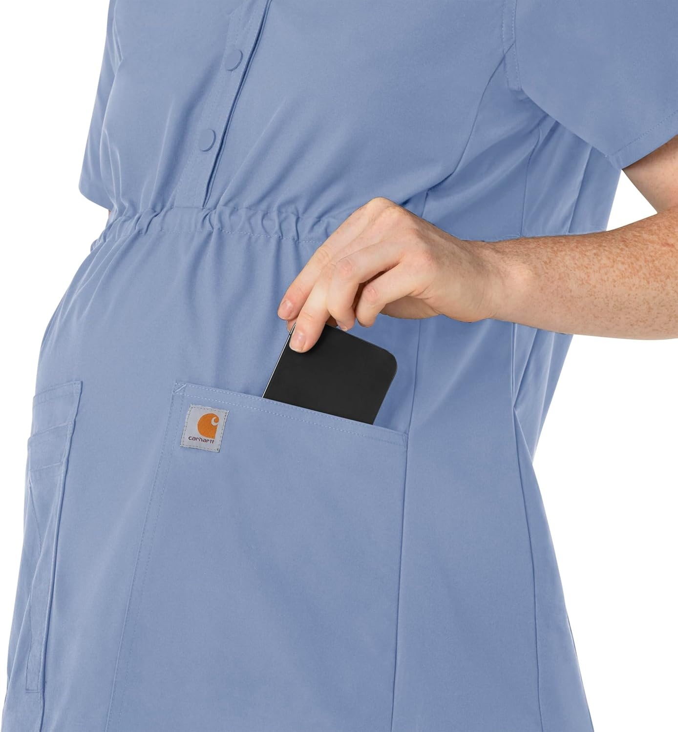 image:imageCarhartt Force Essentials Womens Henley Maternity Scrub TopCeil Blue