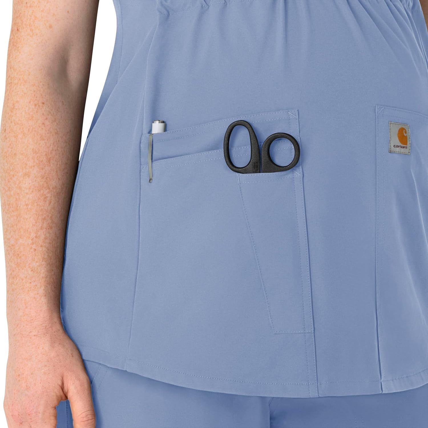 image:imageCarhartt Force Essentials Womens Henley Maternity Scrub TopCeil Blue