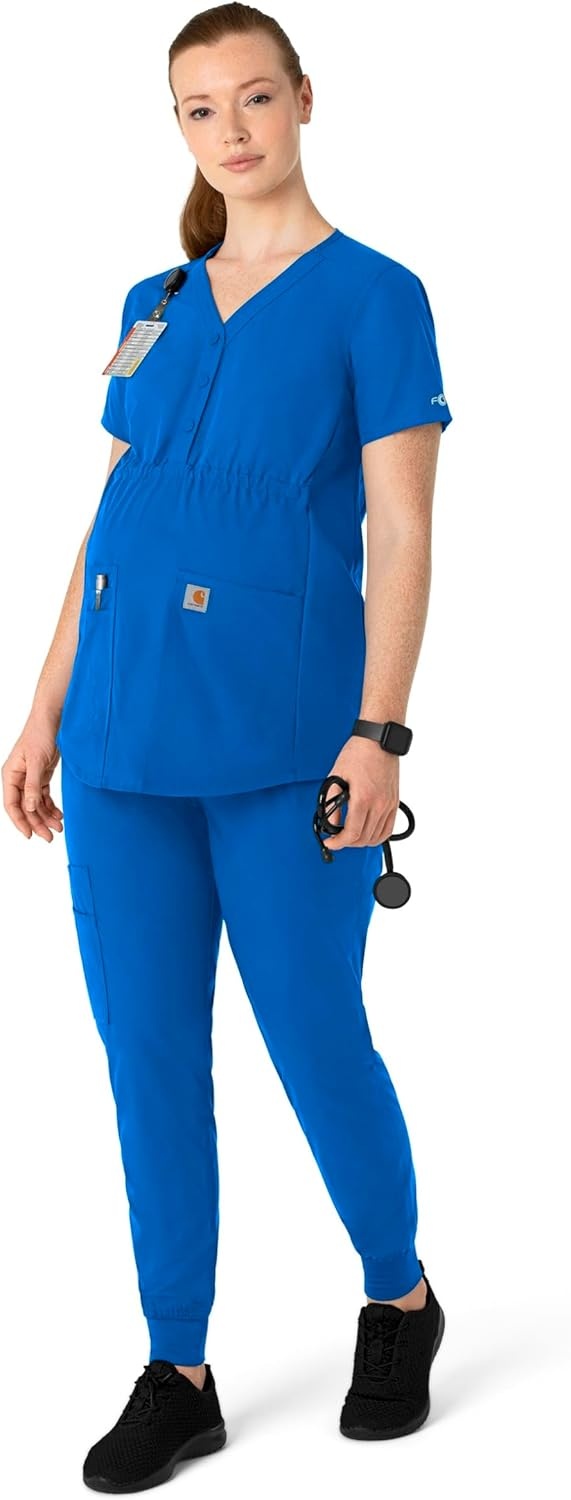 image:imageCarhartt Force Essentials Womens Henley Maternity Scrub TopRoyal