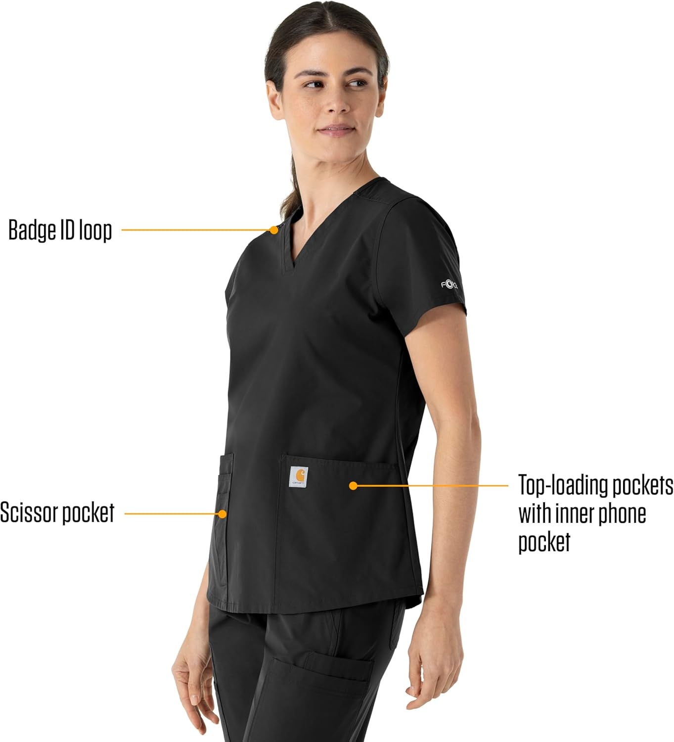 image:imageCarhartt Force Essentials Womens VNeck Scrub TopBlack