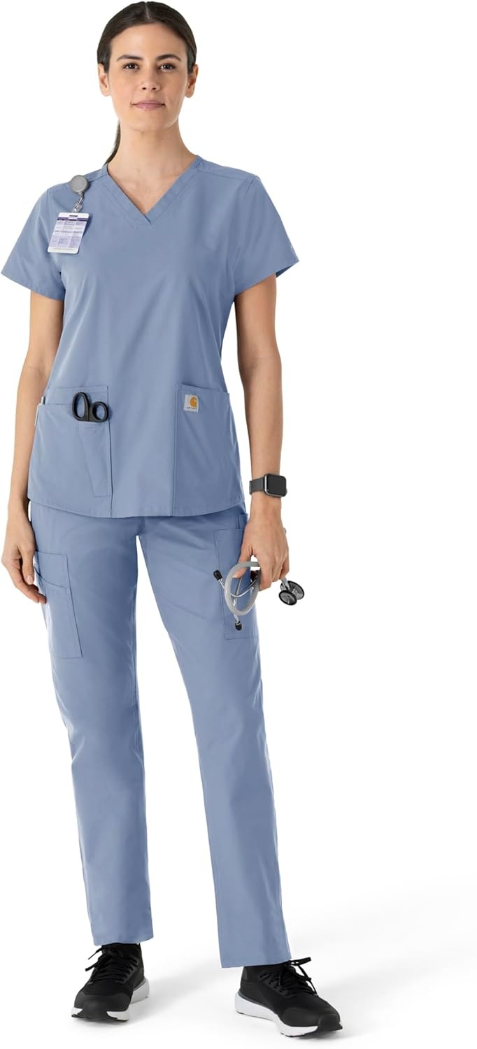 image:imageCarhartt Force Essentials Womens VNeck Scrub TopCeil Blue