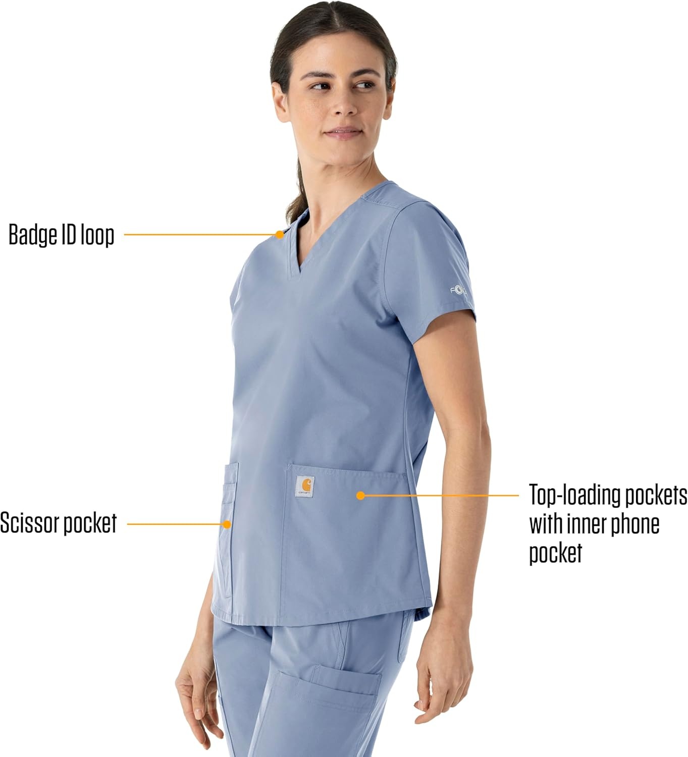 image:imageCarhartt Force Essentials Womens VNeck Scrub TopCeil Blue