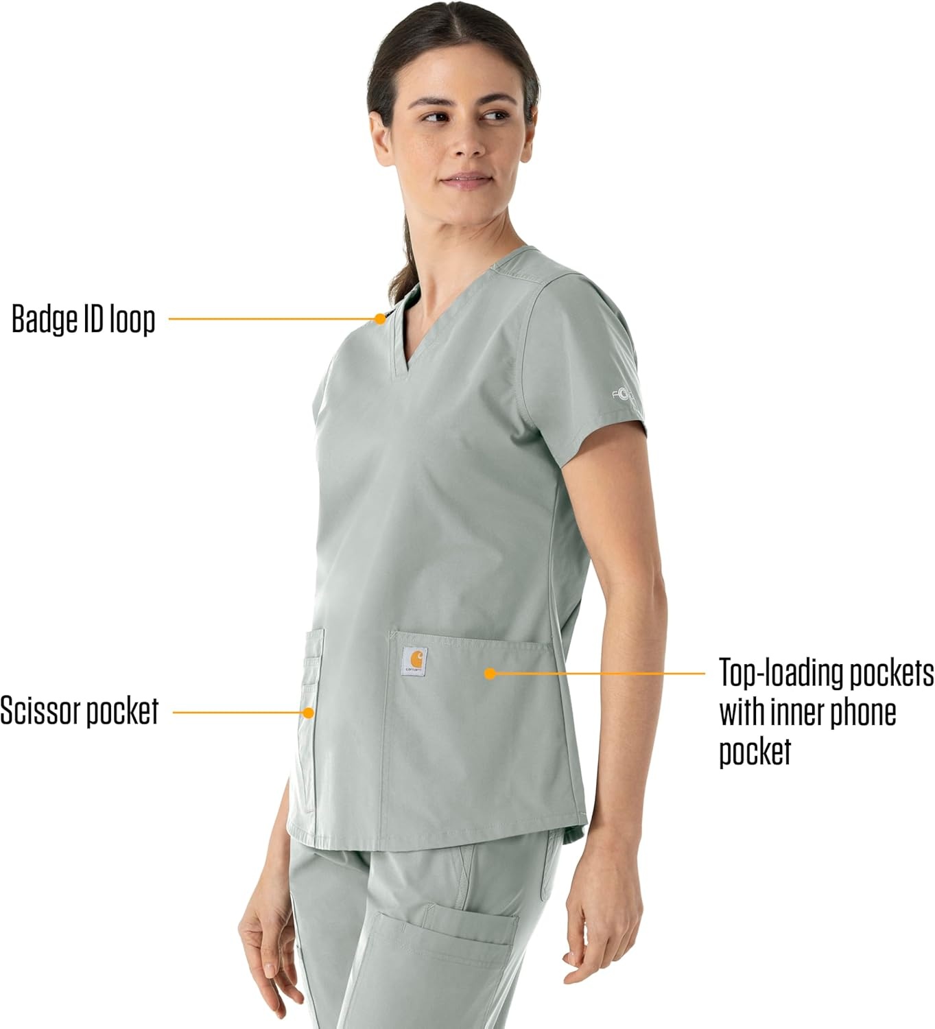 image:imageCarhartt Force Essentials Womens VNeck Scrub TopGrey