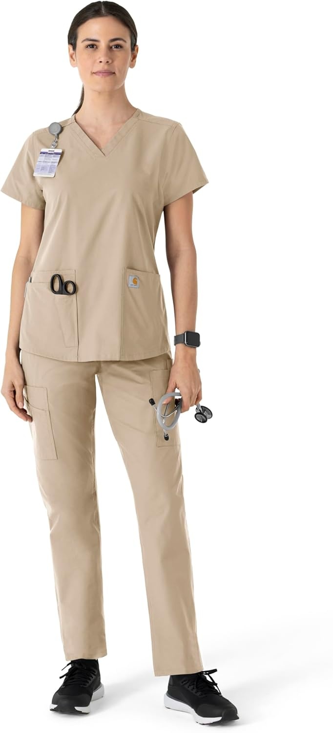 image:imageCarhartt Force Essentials Womens VNeck Scrub TopKhaki