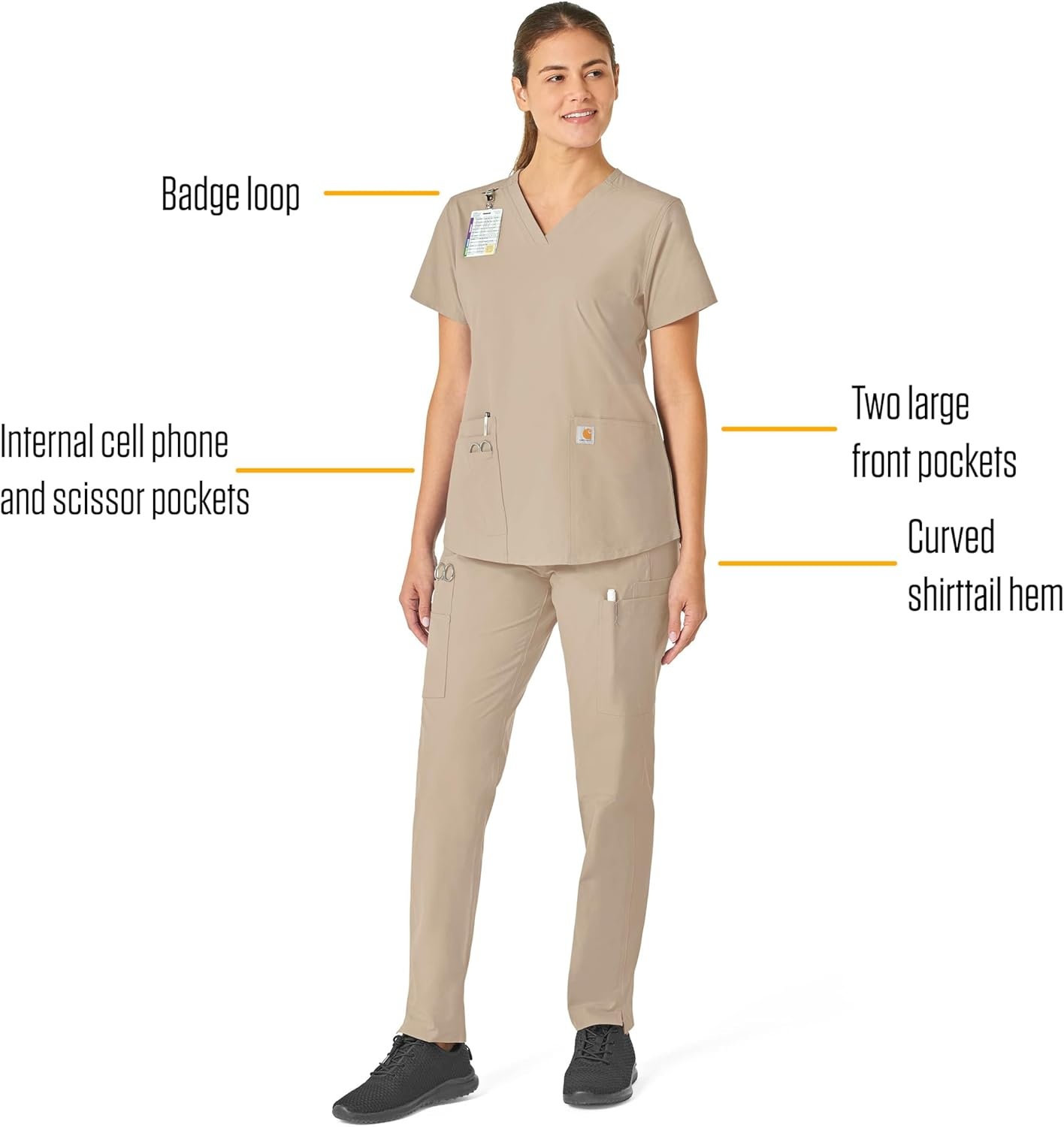image:imageCarhartt Force Essentials Womens VNeck Scrub TopKhaki