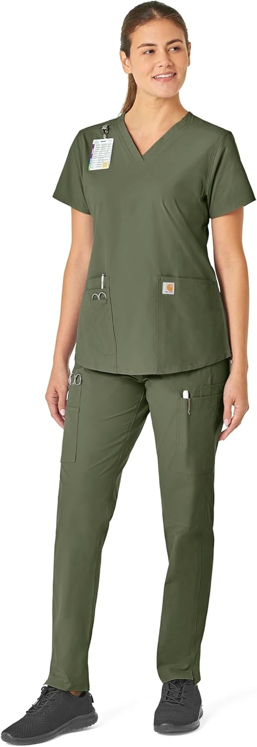 image:imageCarhartt Force Essentials Womens VNeck Scrub TopOlive