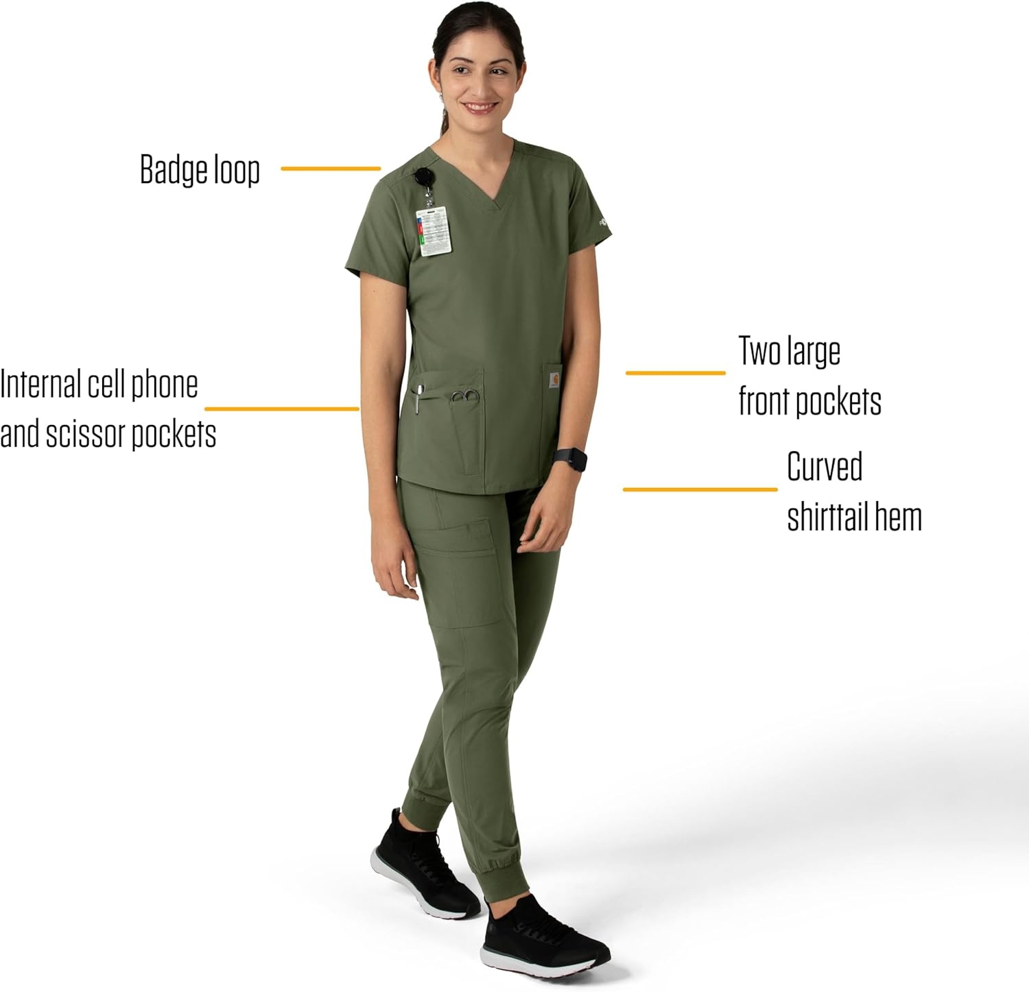 image:imageCarhartt Force Essentials Womens VNeck Scrub TopOlive
