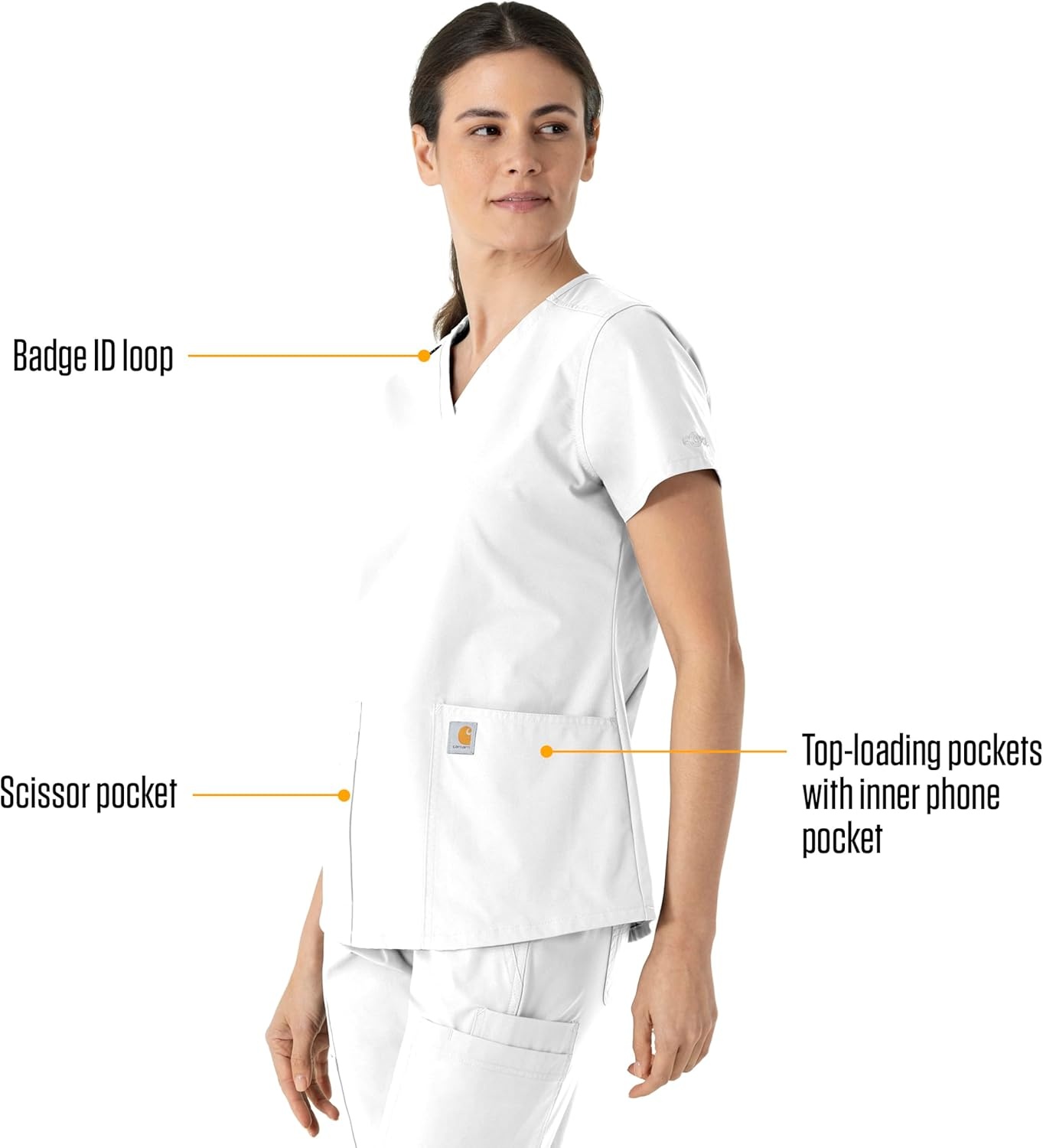 image:imageCarhartt Force Essentials Womens VNeck Scrub TopWhite