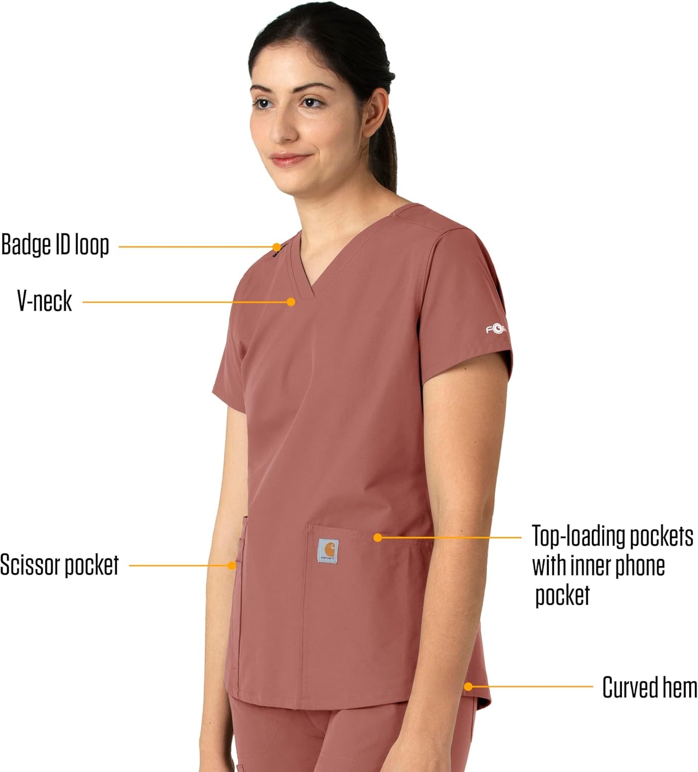 image:imageCarhartt Force Essentials Womens VNeck Scrub TopWildrose