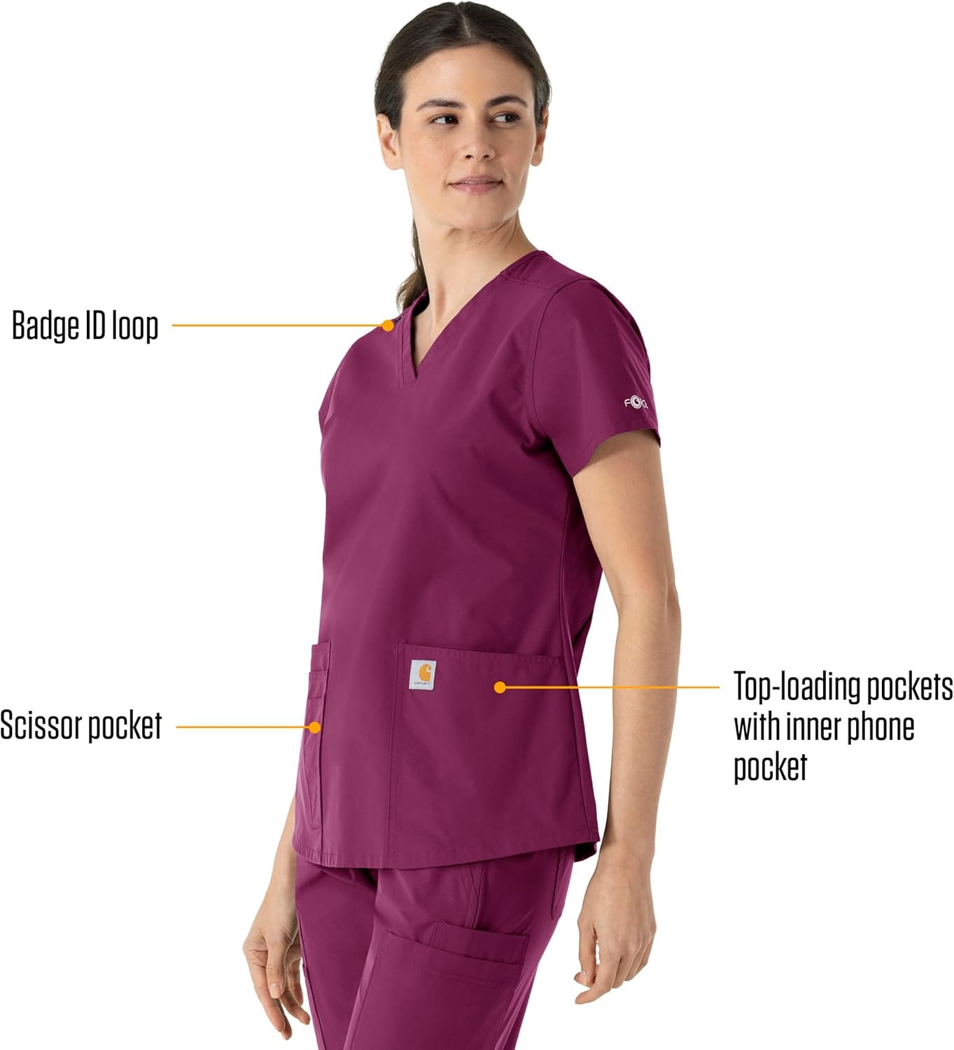 image:imageCarhartt Force Essentials Womens VNeck Scrub TopWine
